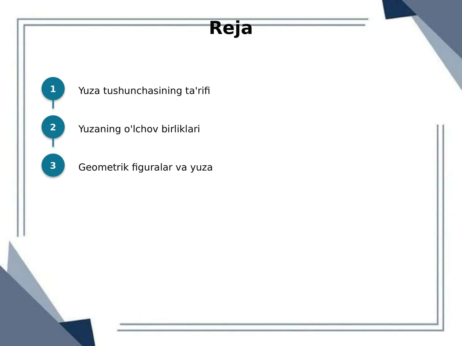 Yuza tushunchasi va uni o'lchash 2