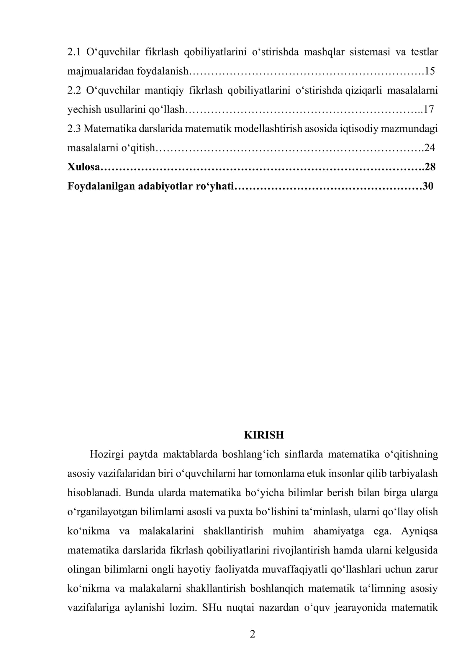 Boshlang‘ich sinf matematika darslarida iqtisodiy masalalarni o‘rgatish metodikasi 2