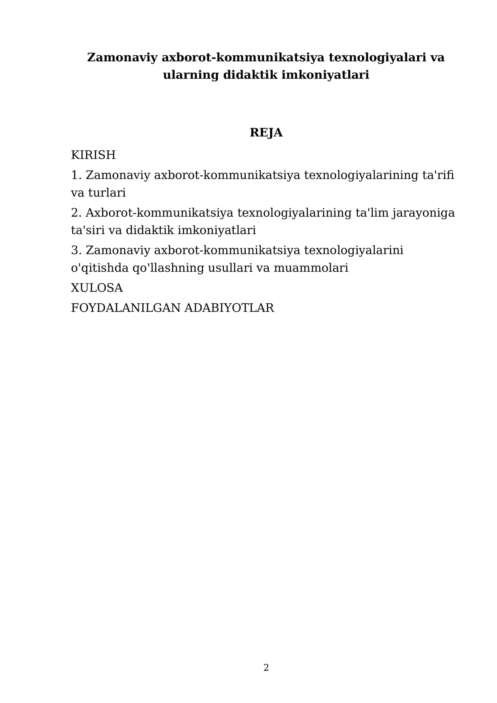 Zamonaviy axborot-kommunikatsiya texnologiyalari va ularning didaktik imkoniyatlari 2