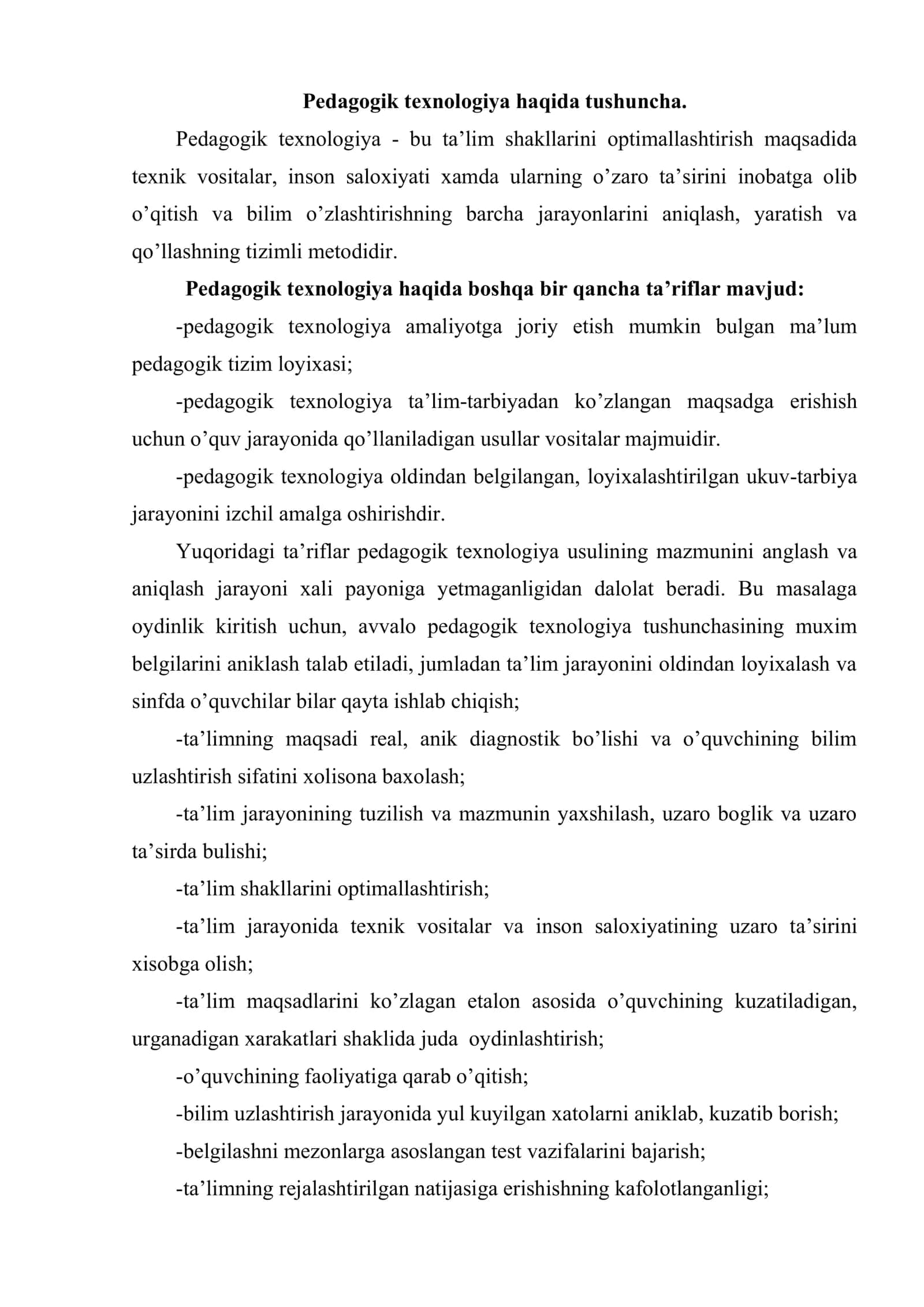 Pedagogik texnologiya nazariyasining mohiyati va ustuvor tamoyillari 2