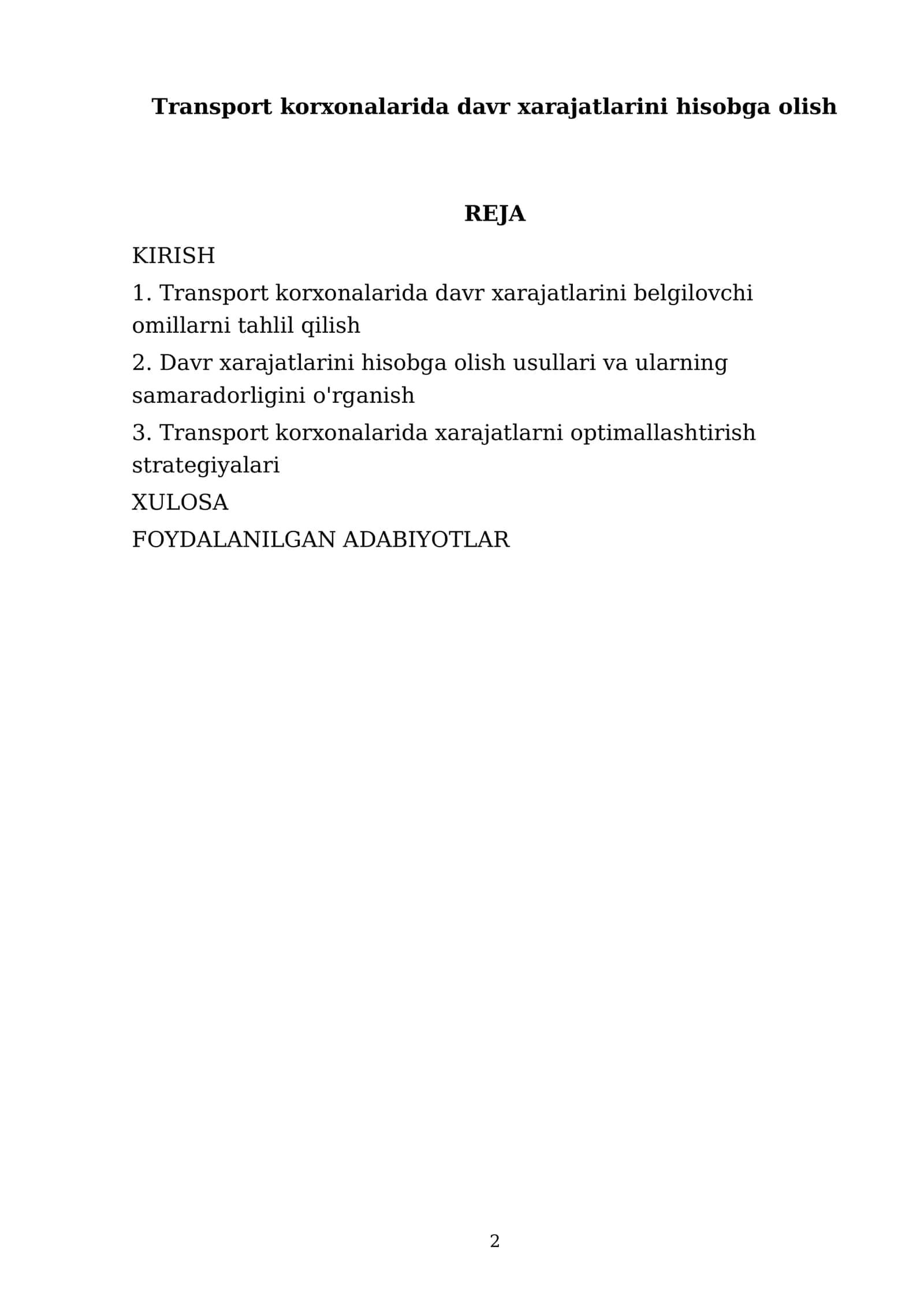 Transport korxonalarida davr xarajatlarini hisobga olish 2