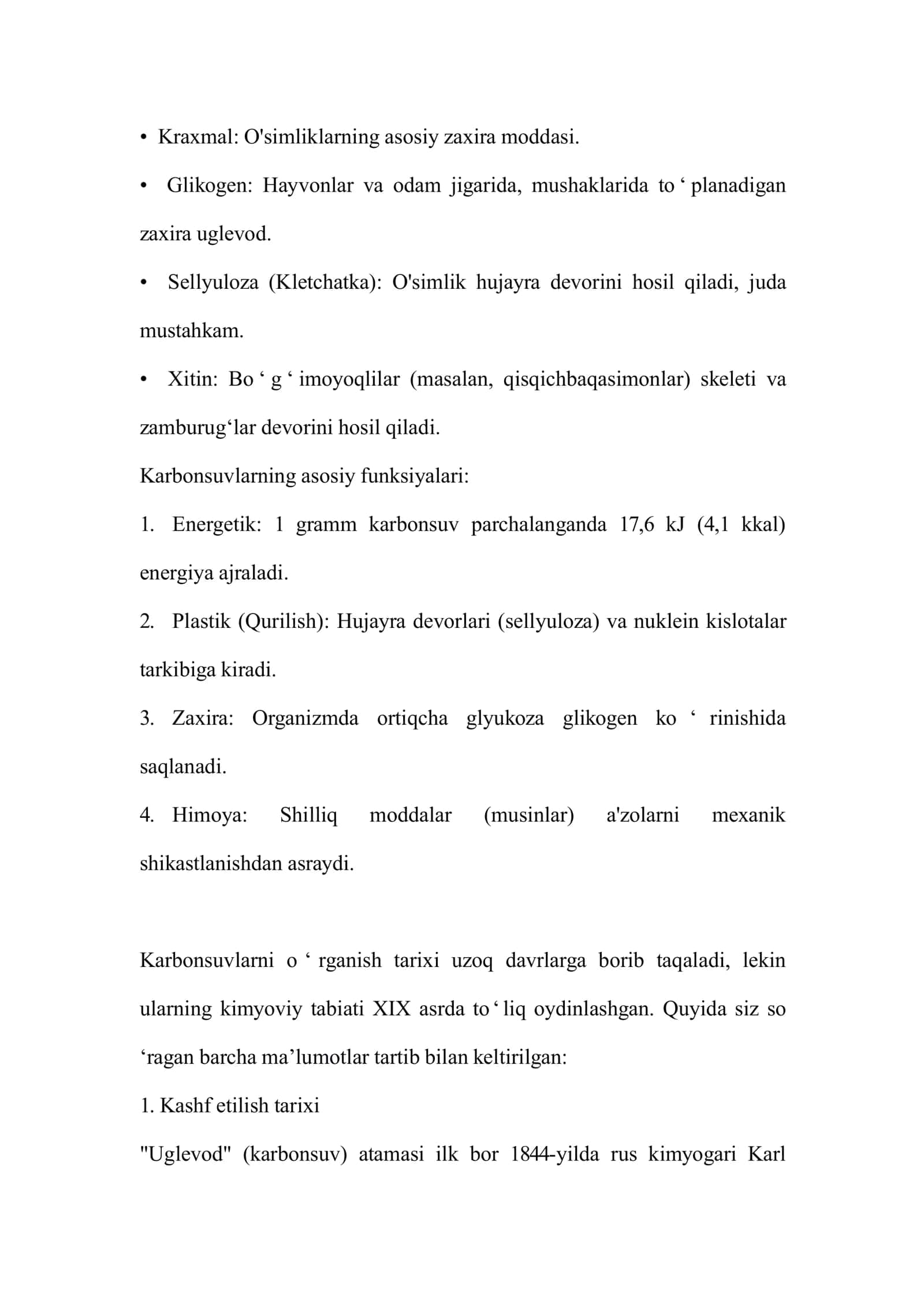 Karbonsuvlar (uglevodlar) 2