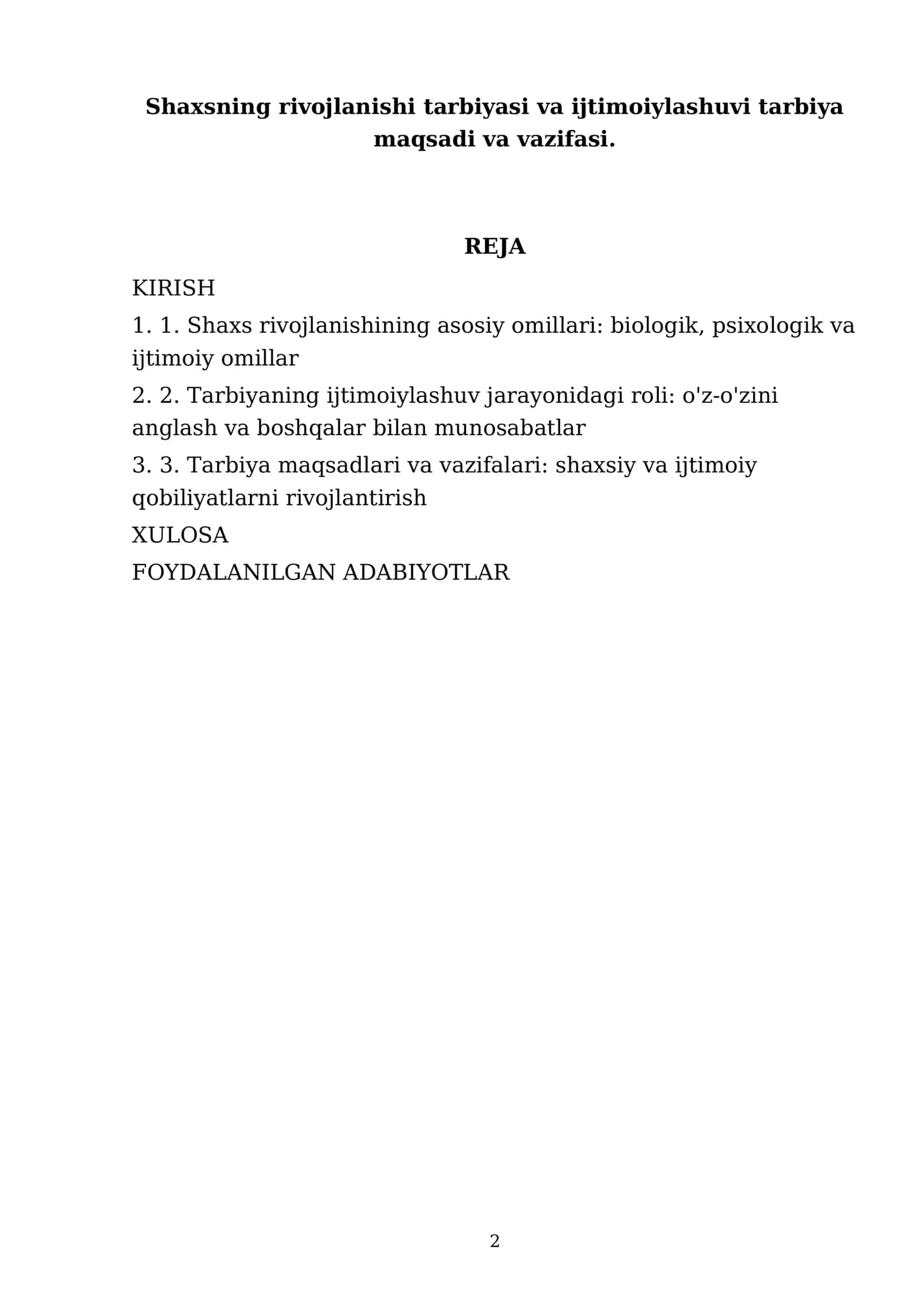 Shaxsning rivojlanishi tarbiyasi va ijtimoiylashuvi tarbiya maqsadi va vazifasi 2