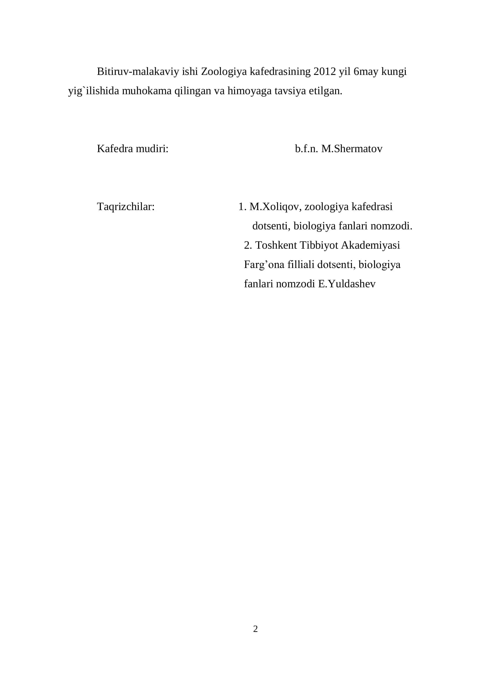 "G`o`za navlari va ularning zararkunandalarga chidamlilik xususiyatlari" mavzusidagi BITIRUV-MALAKAVIY ISHI 2