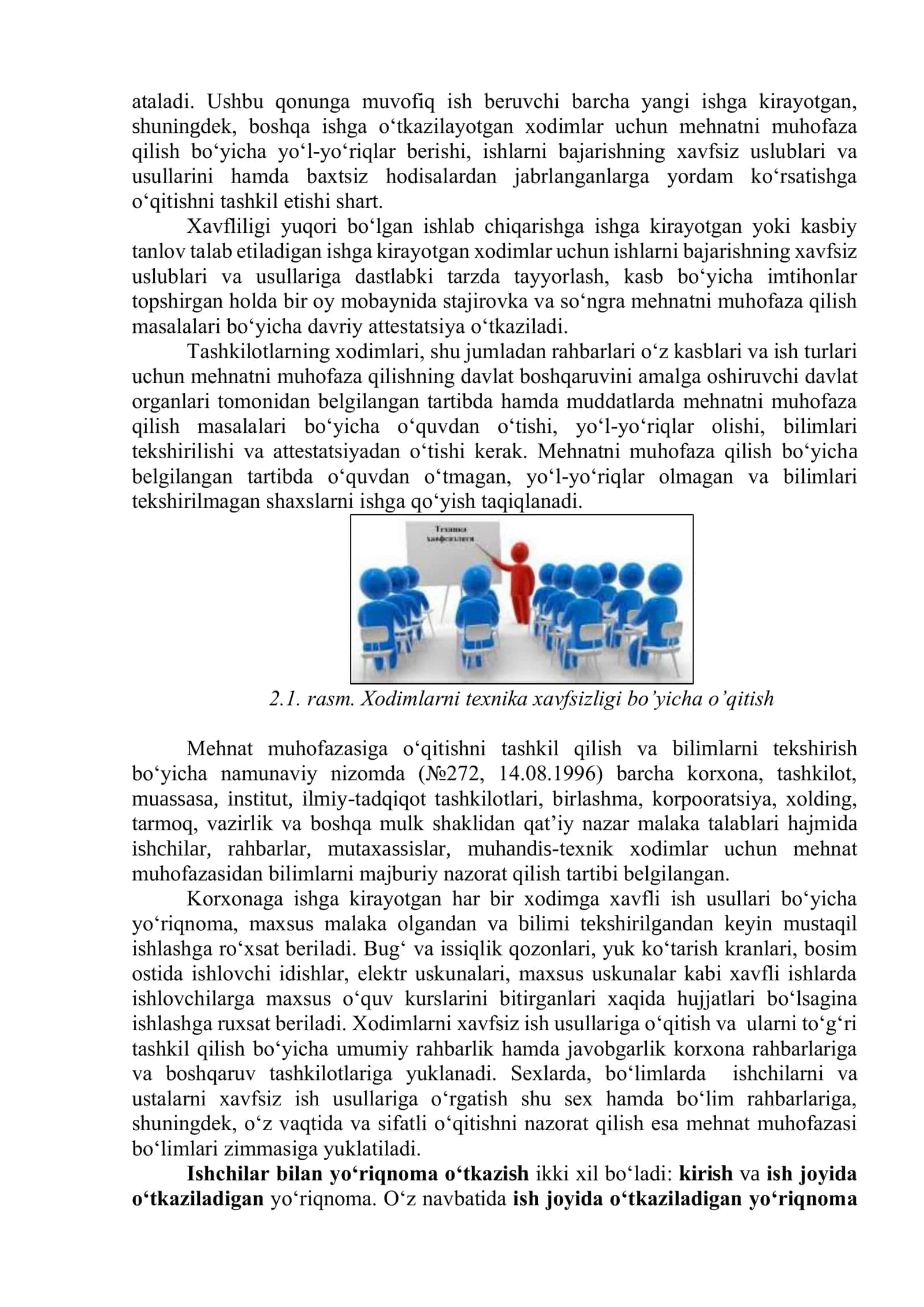 Xavfsiz faoliyatni tashkil qilishda xodimlar bilimini tekshirish va o’qitish 2