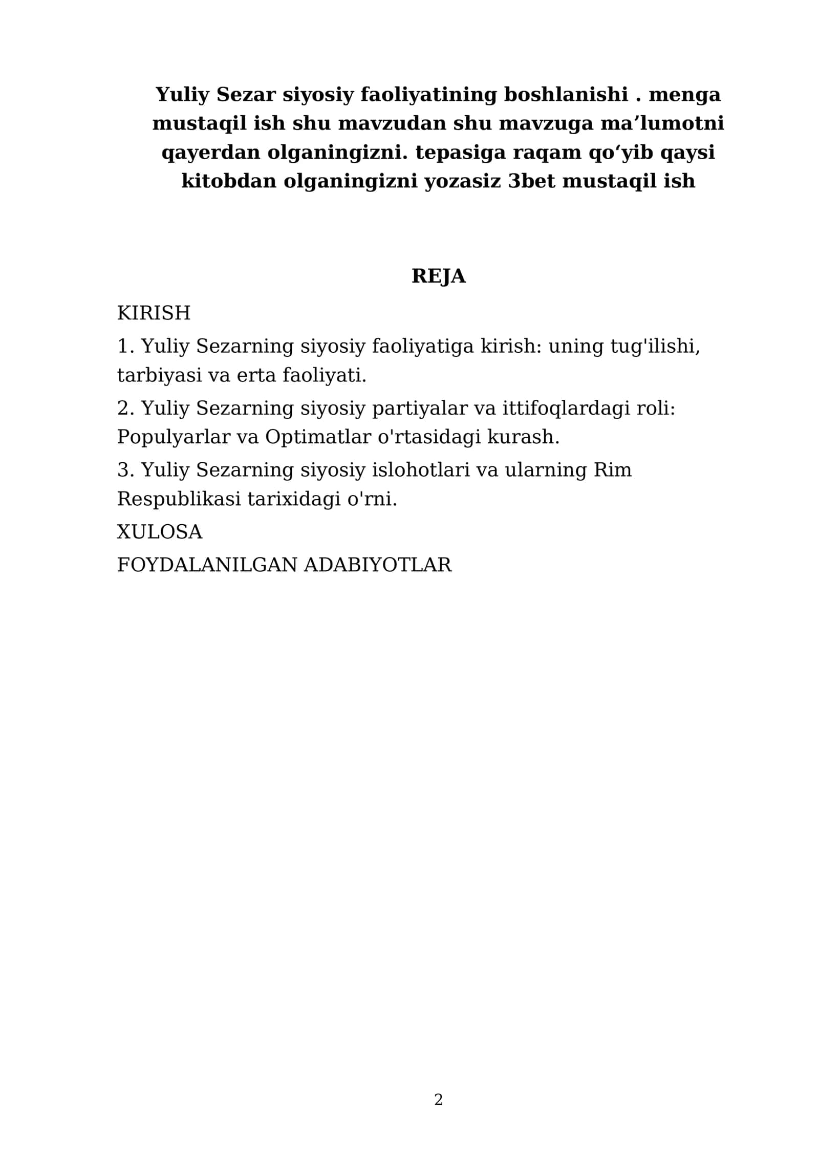 Yuliy Sezar siyosiy faoliyatining boshlanishi 2