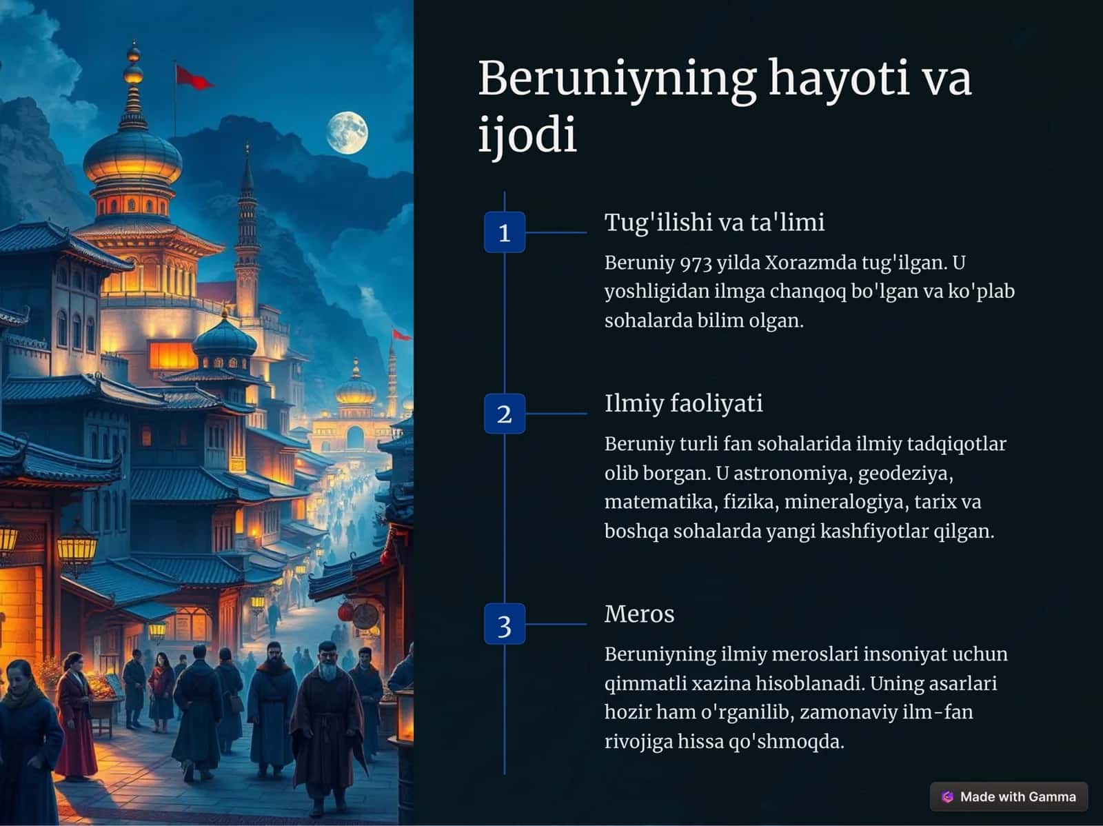 Abu Rayhon Beruniyning jahon ilm-faniga qo'shgan hissasi 2
