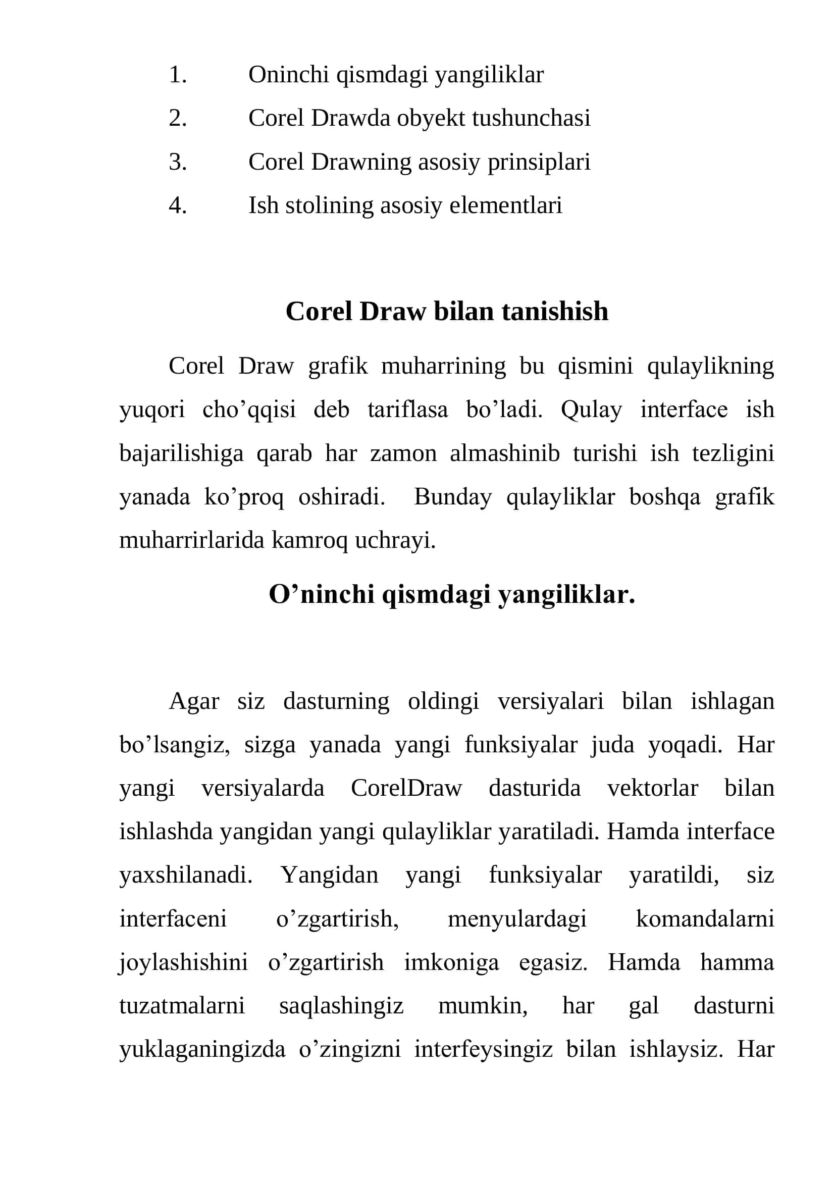 Corel Draw dasturi haqida umumiy tushuncha 2