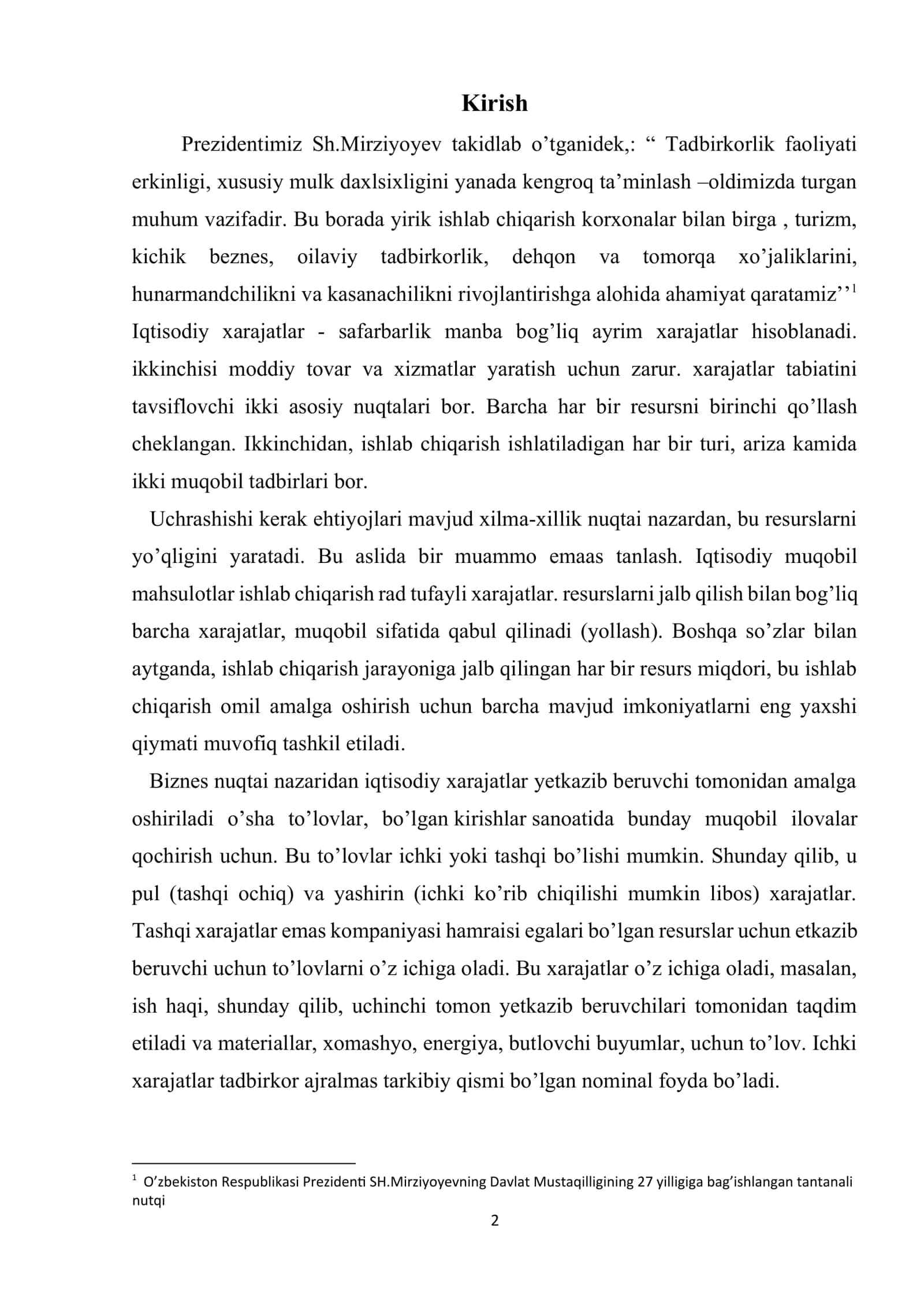 Iqtisodiy xarajatlar, uning tarkibi va turlari 2