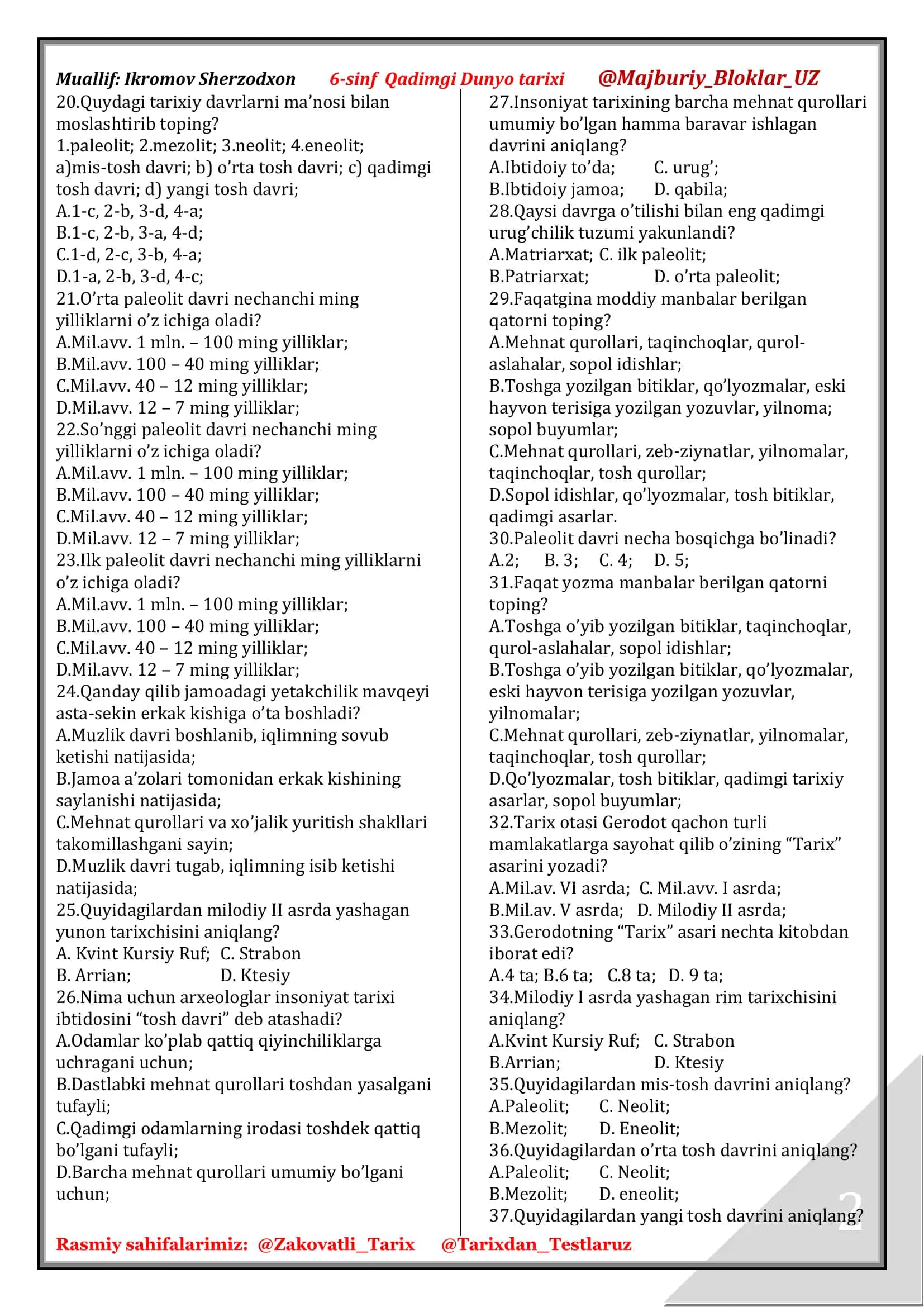 6-sinf Qadimgi Dunyo tarixi 2