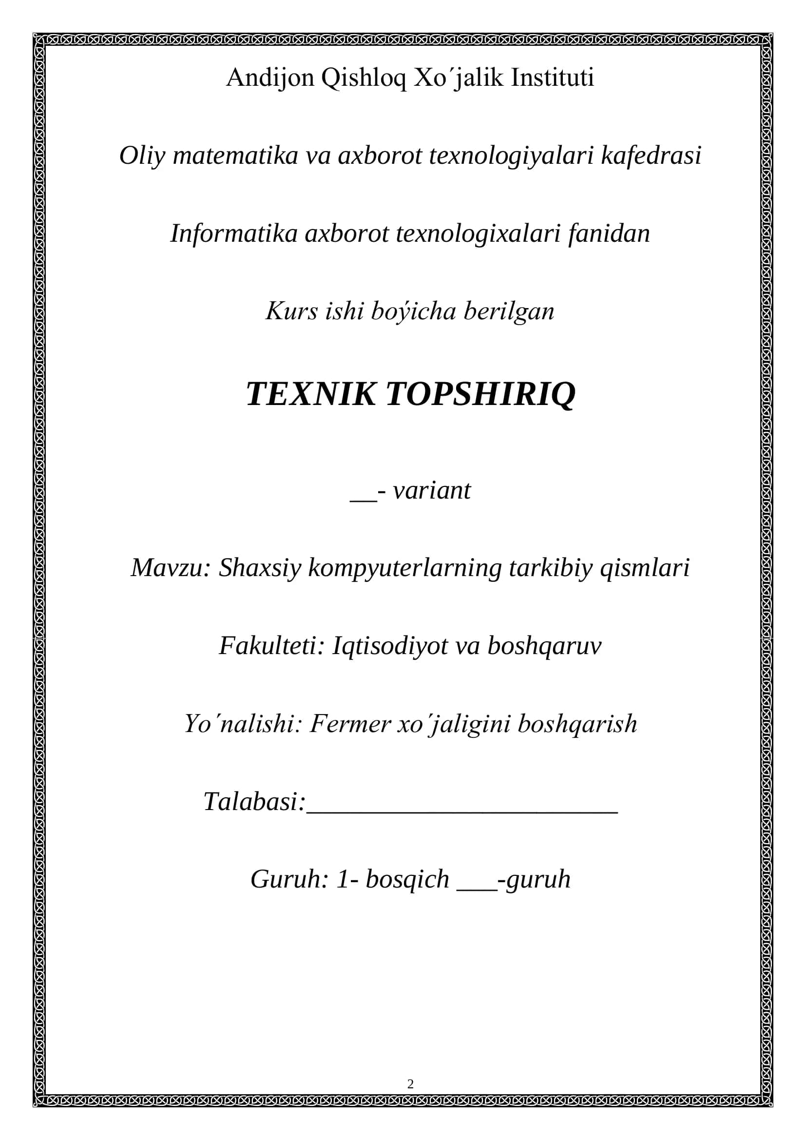 Шахсий компьютерларнинг таркибий қисмлари 2