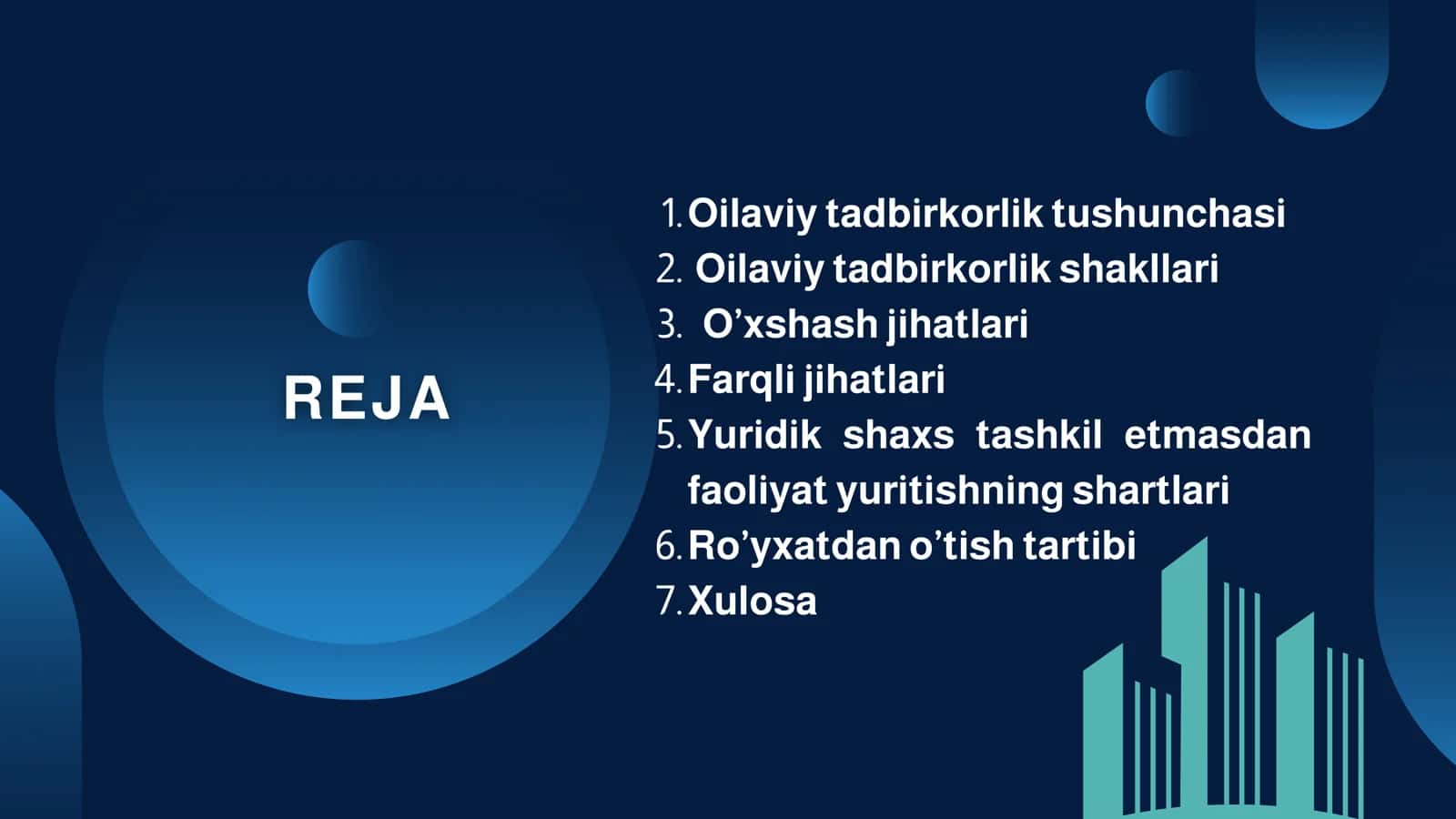 OILAVIY TADBIRKORLIK YURIDIK SHAXS TASHKIL ETGAN VA ETMAGAN HOLDA FAOLIYAT YURITISHNING O’XSHASH VA FARQLI JIHATLARI 2