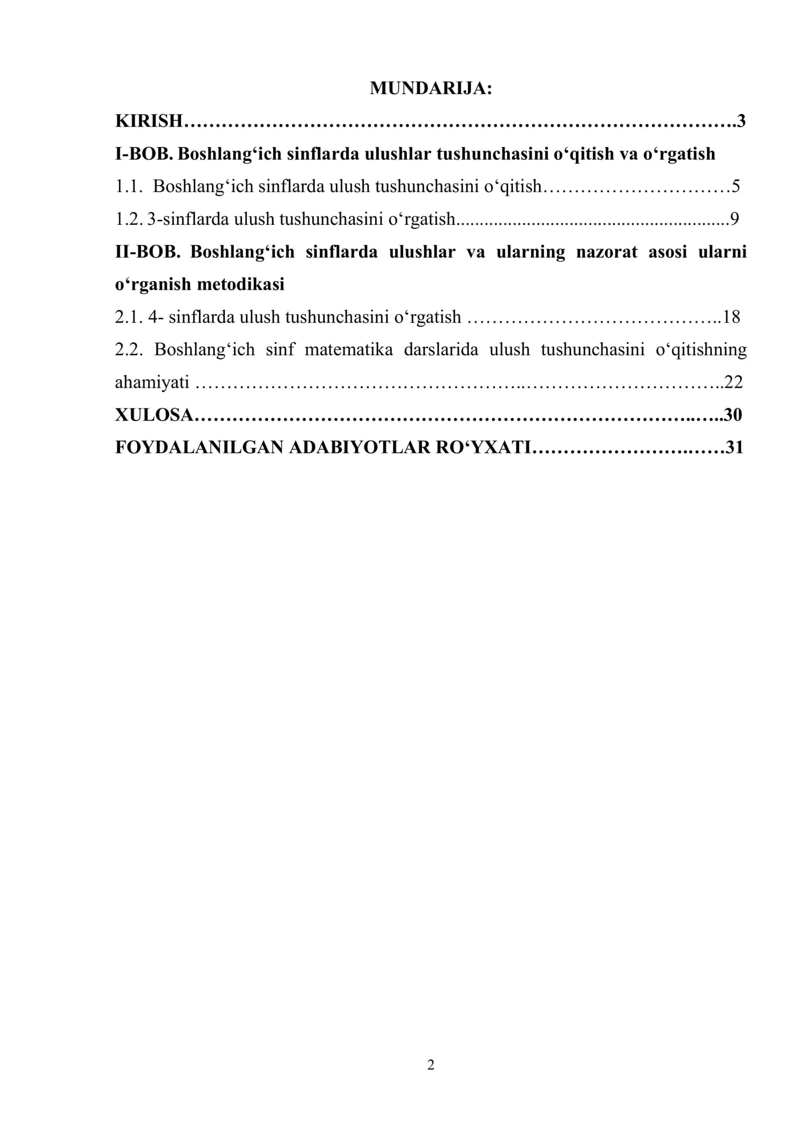 Boshlang‘ich sinflarda ulushlar va ularning nazorat asosi ularni o‘rganish metodikasi 2