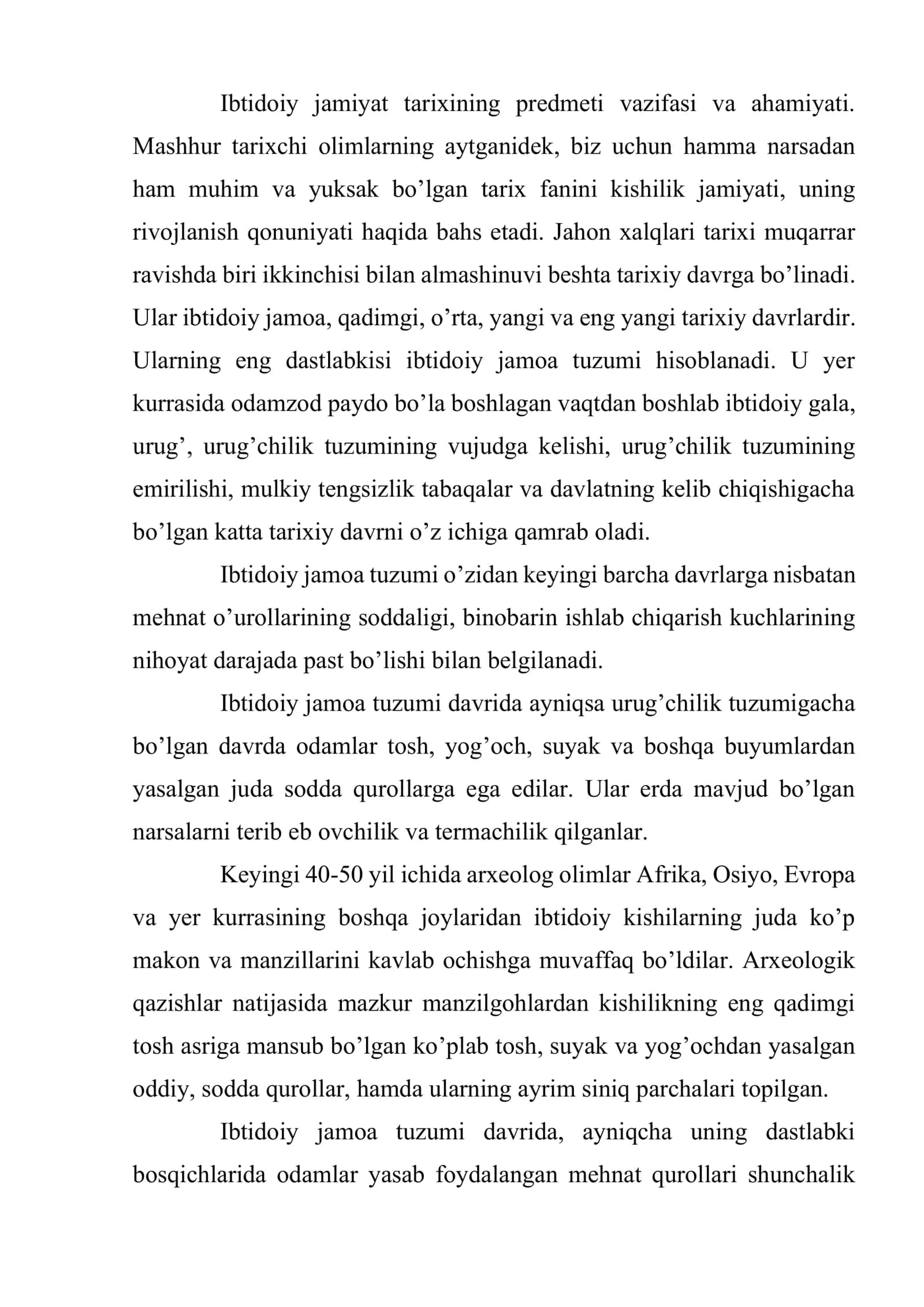 Ibtidoiy jamiyat tarixi 2