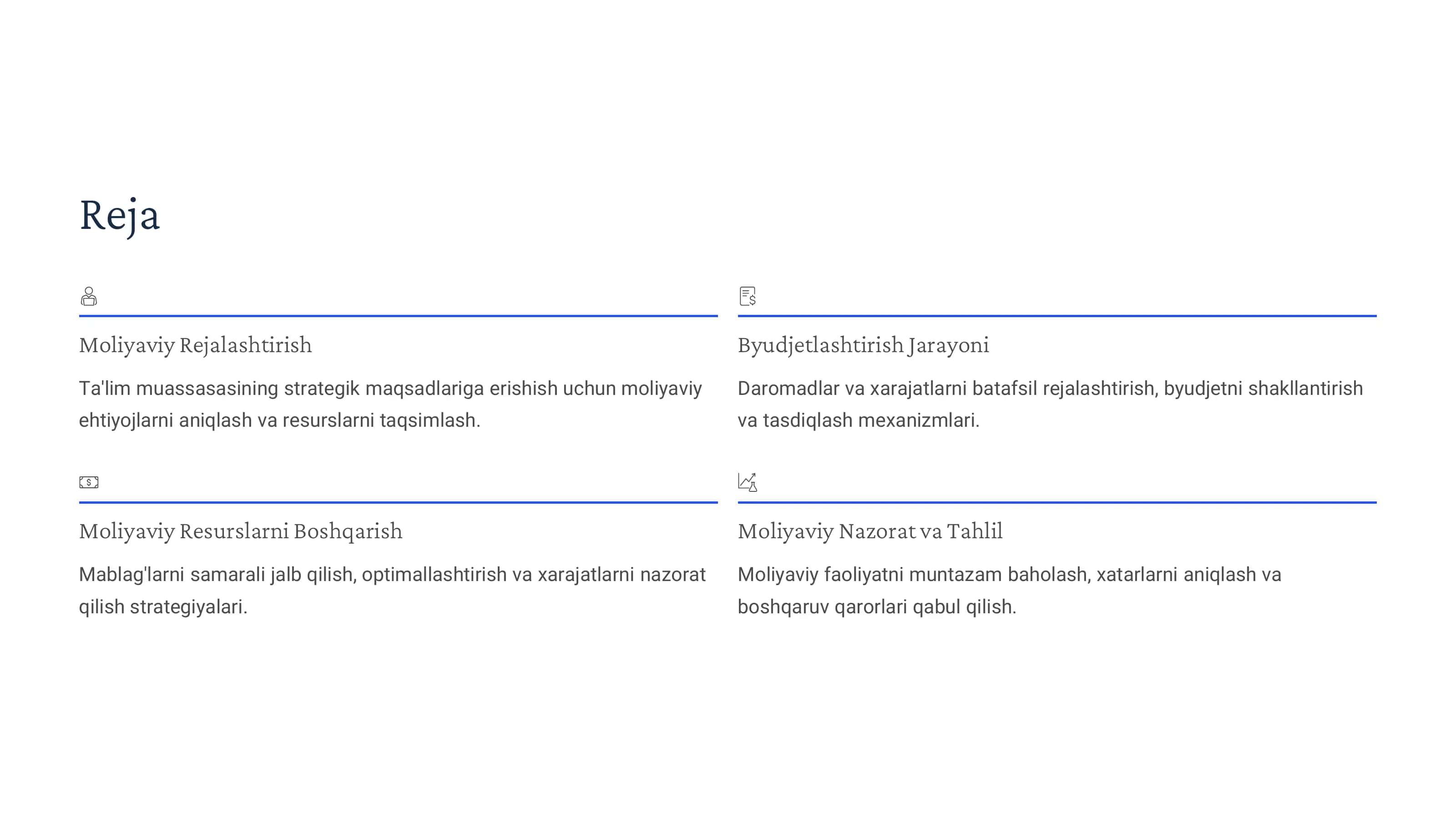 Ta'lim muassasasining moliyaviy faoliyatini tashkil etish 2