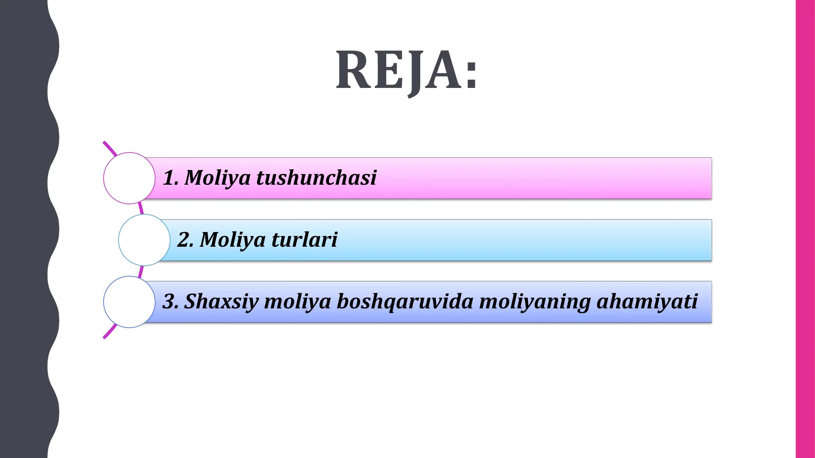 MOLIYA TUSHUNCHASI VA O'ZIGA XOSLIGI 2