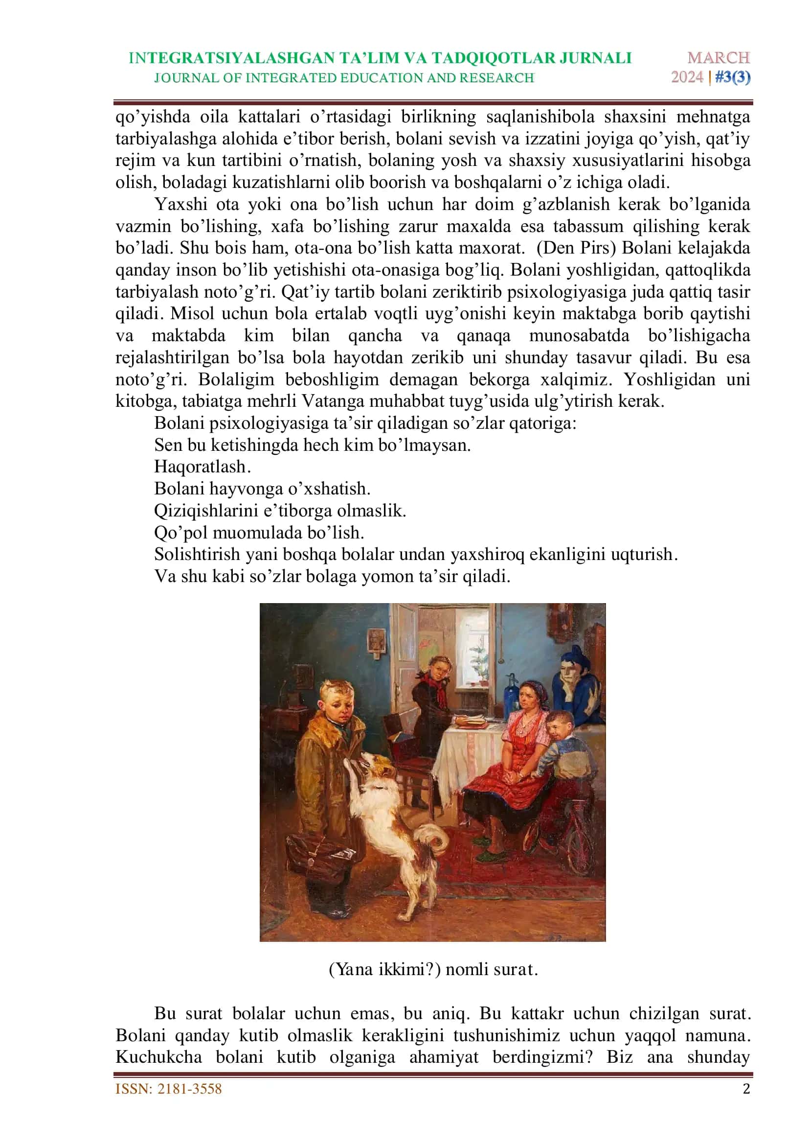 Oilada bola tarbiyasi toifalari va oqibatlari 2