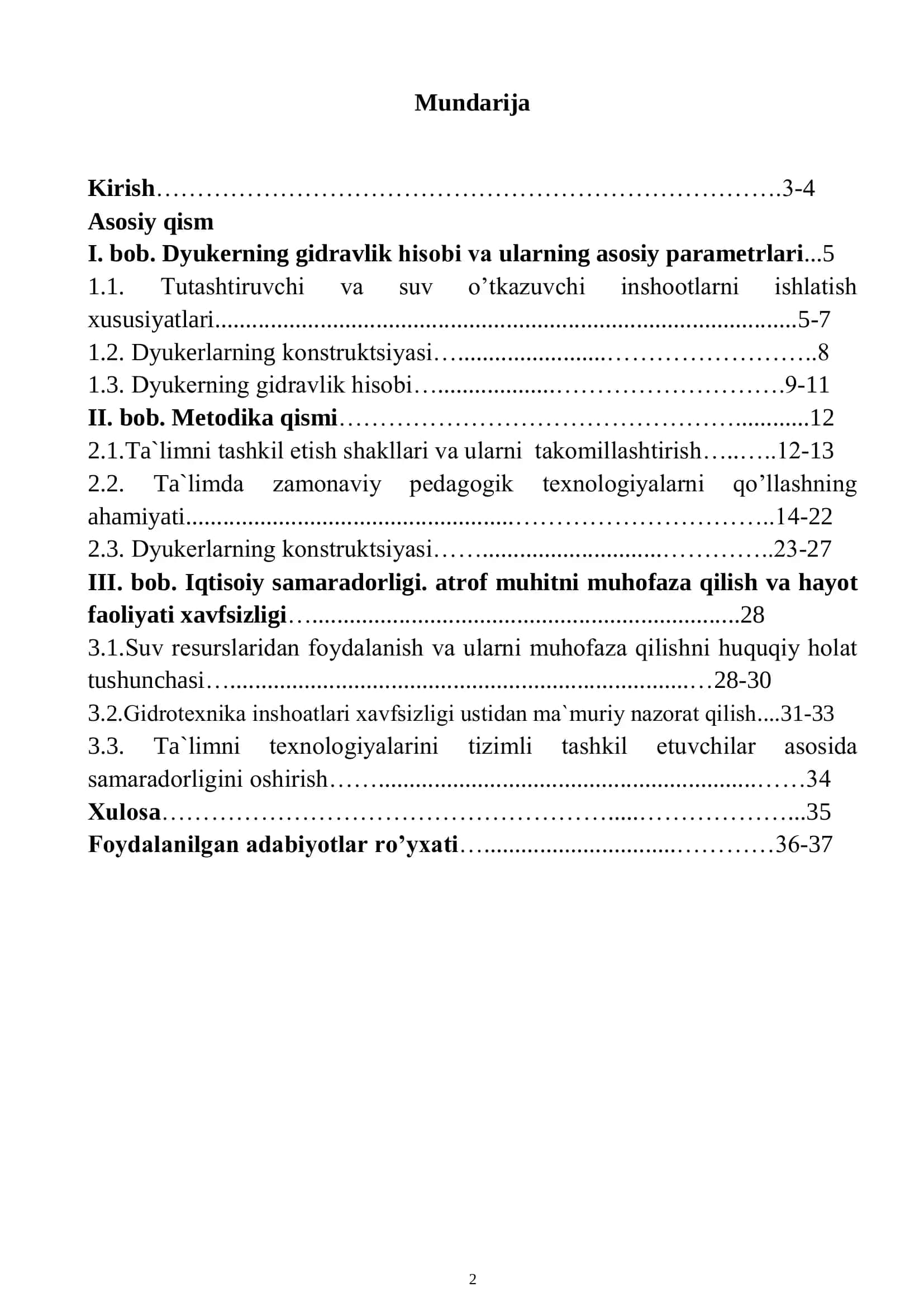 Dyukerning gidravlik hisobi va bumerang texnologiyasi 2
