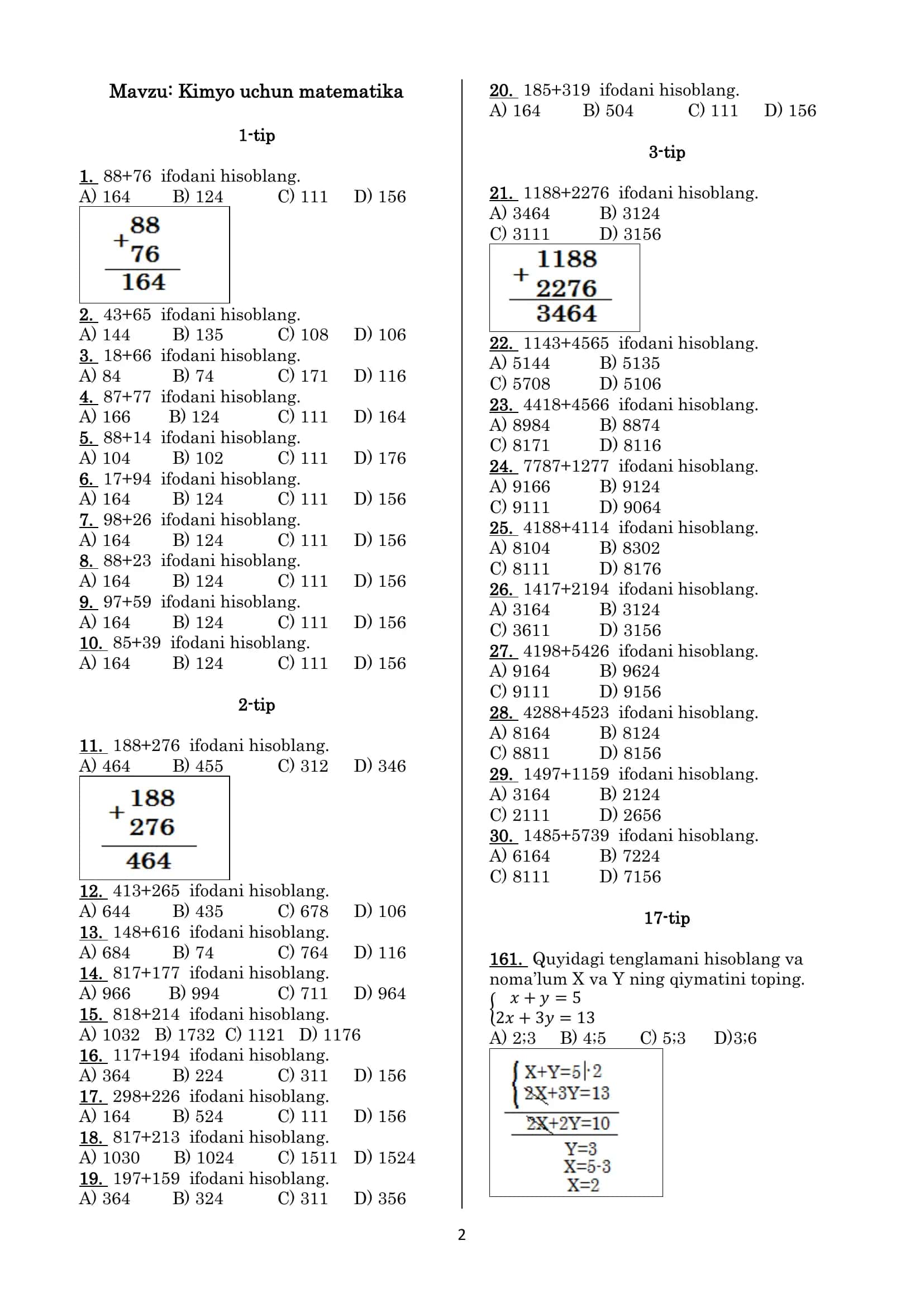 Kimyo uchun matematika 2