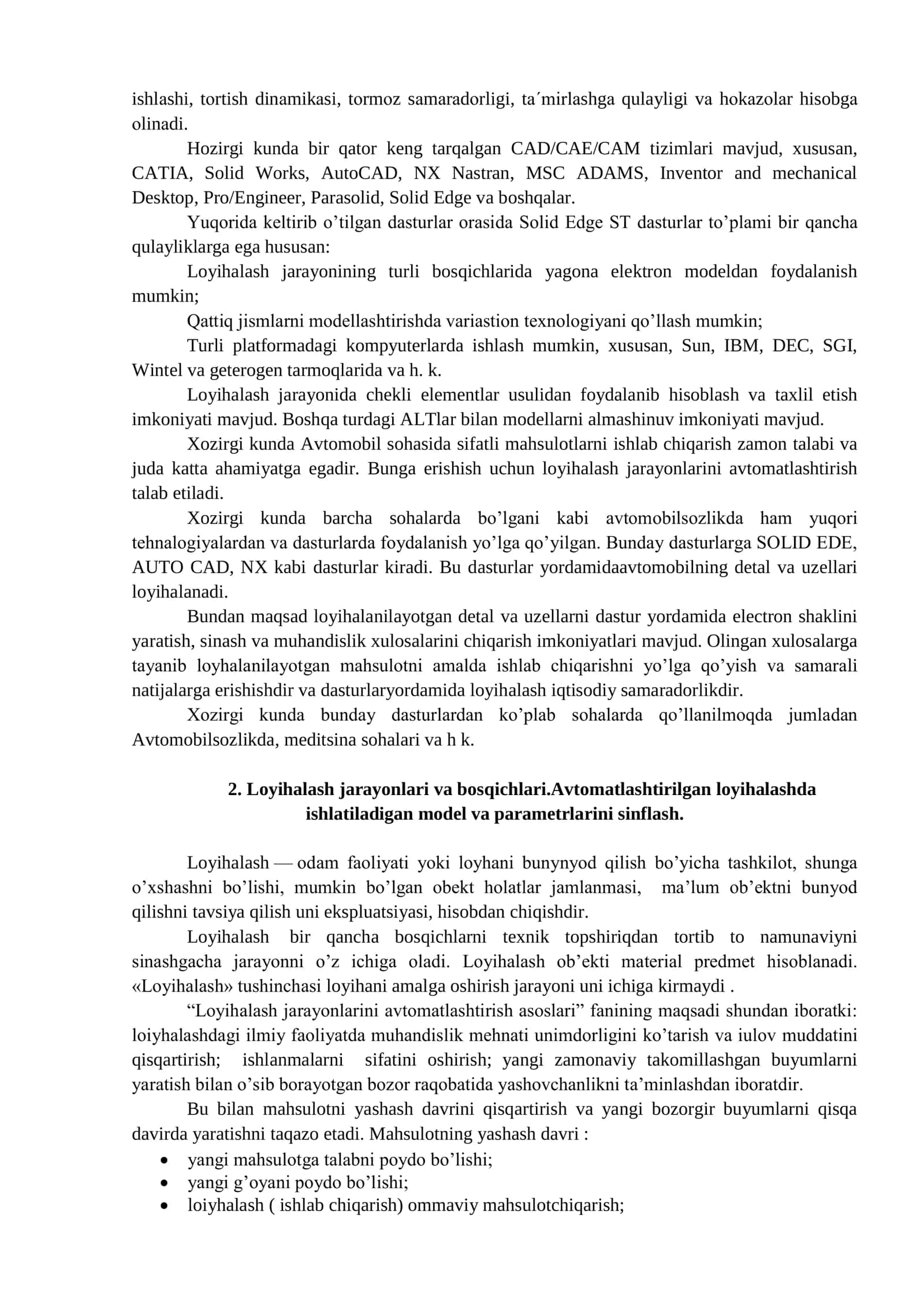 ZAMONAVIY AVTOMATLASHTIRILGAN LOYIHALASH TIZIMLARI VA ULARNI TEXNIK SOHALARDA QO’LLANILISHI 2