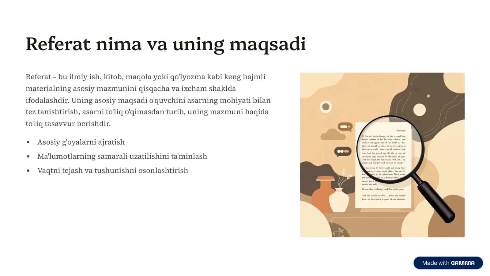 Referat: Asar yoki Qo'lyozma Mazmunining Qisqacha Tavsifi 2