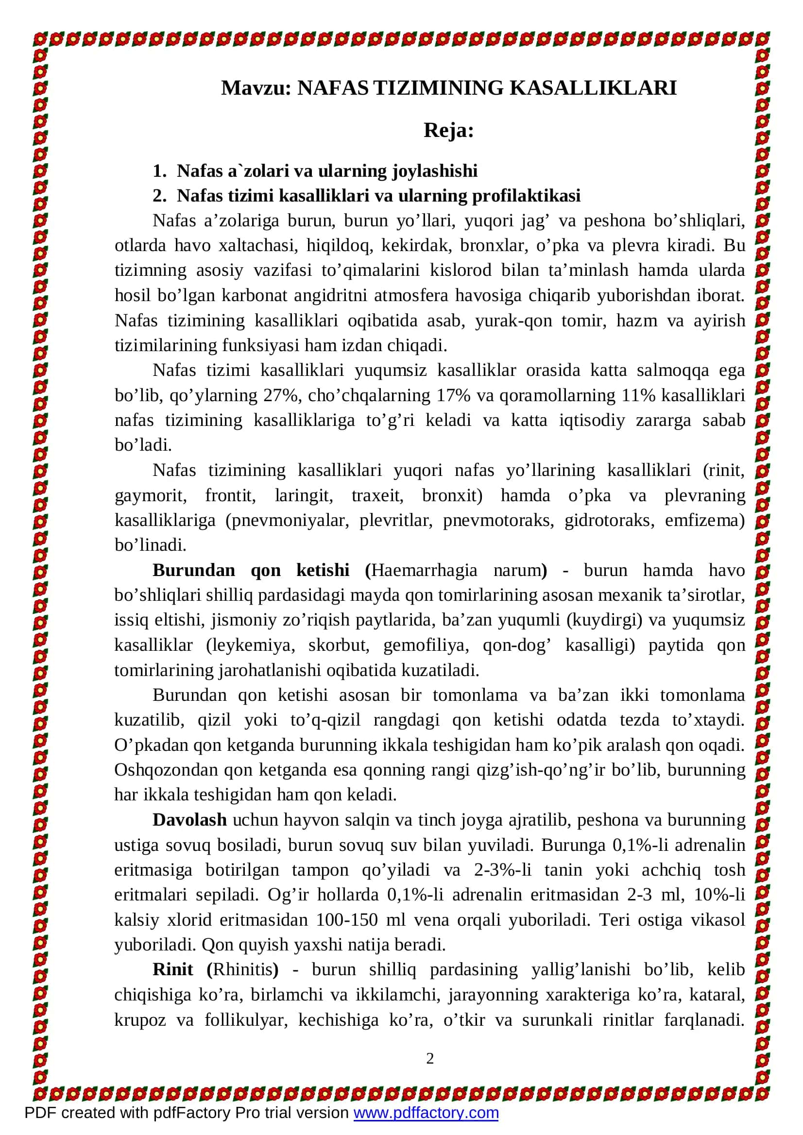 NAFAS TIZIMINING KASALLIKLARI 2