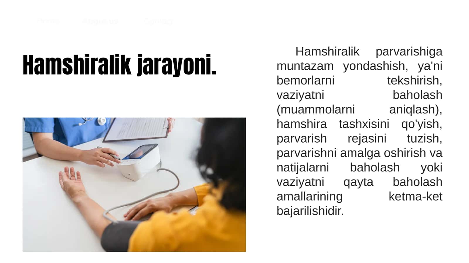 Hamshiralik jarayoni 2