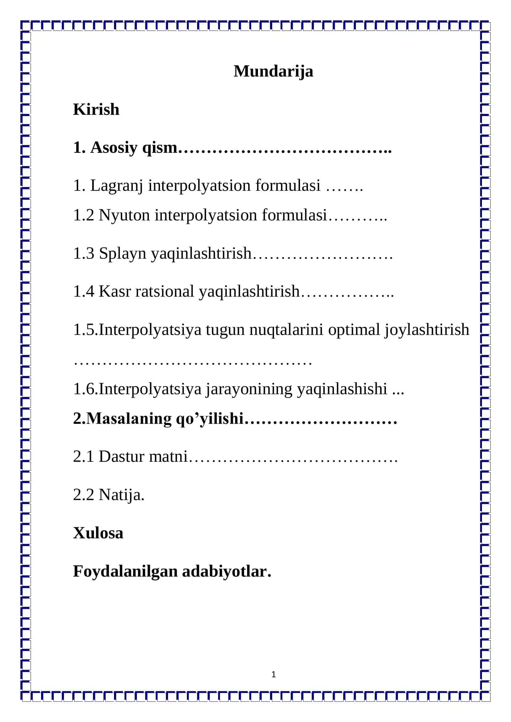 Nyuton interpolyatsion usuli 2