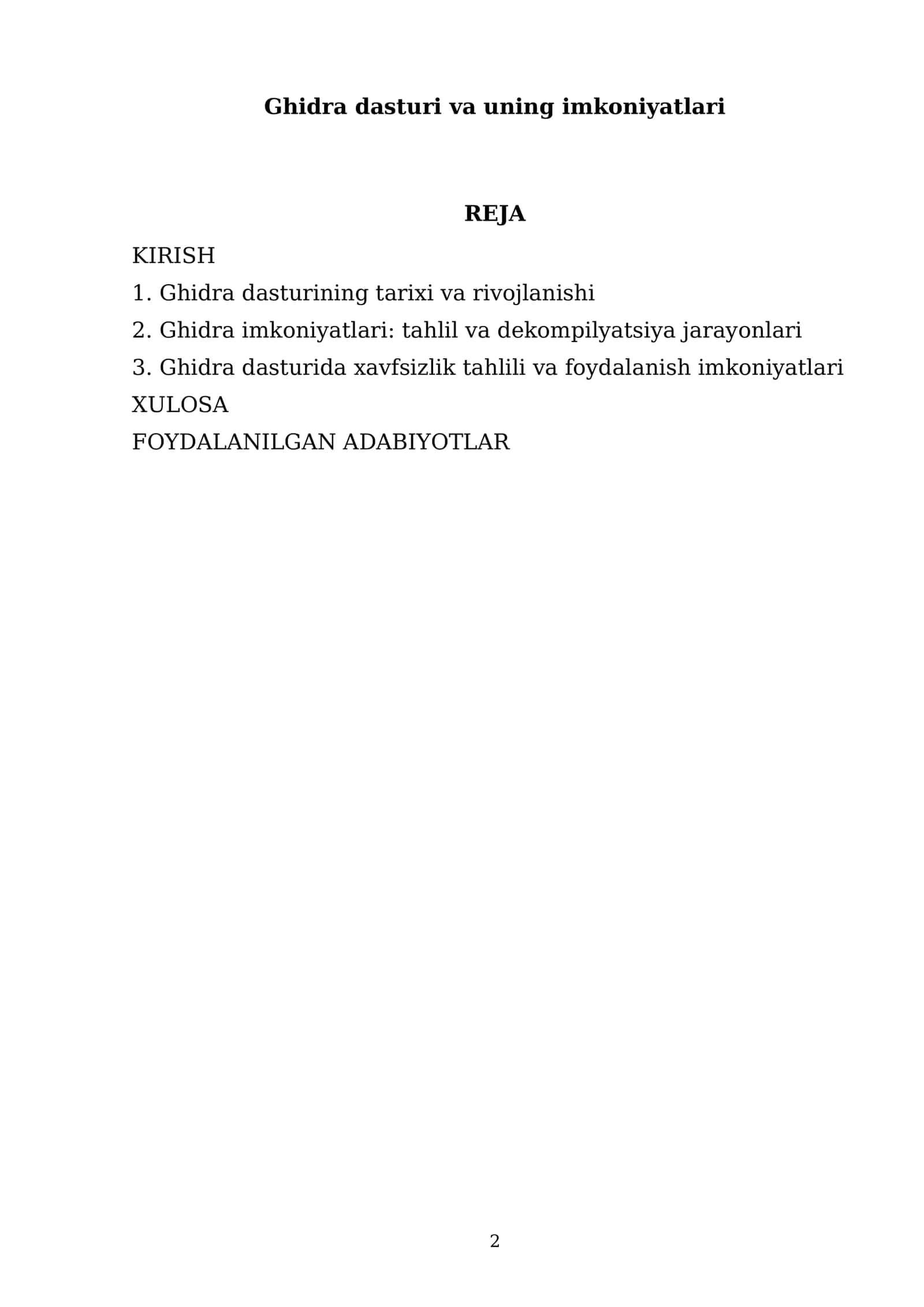 Ghidra dasturi va uning imkoniyatlari 2