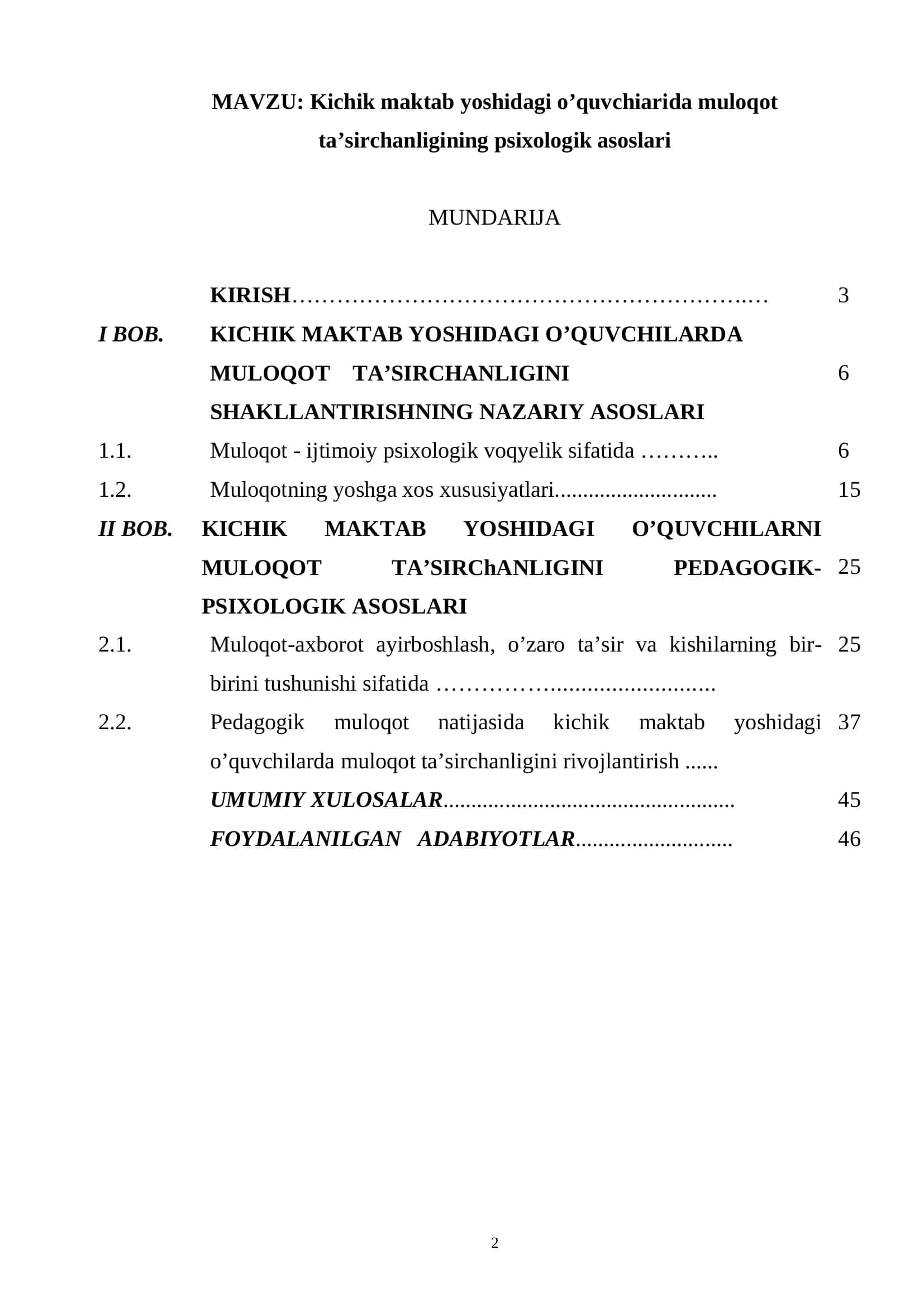Kichik maktab yoshidagi o’quvchiarida muloqot ta’sirchanligining psixologik asoslari 2