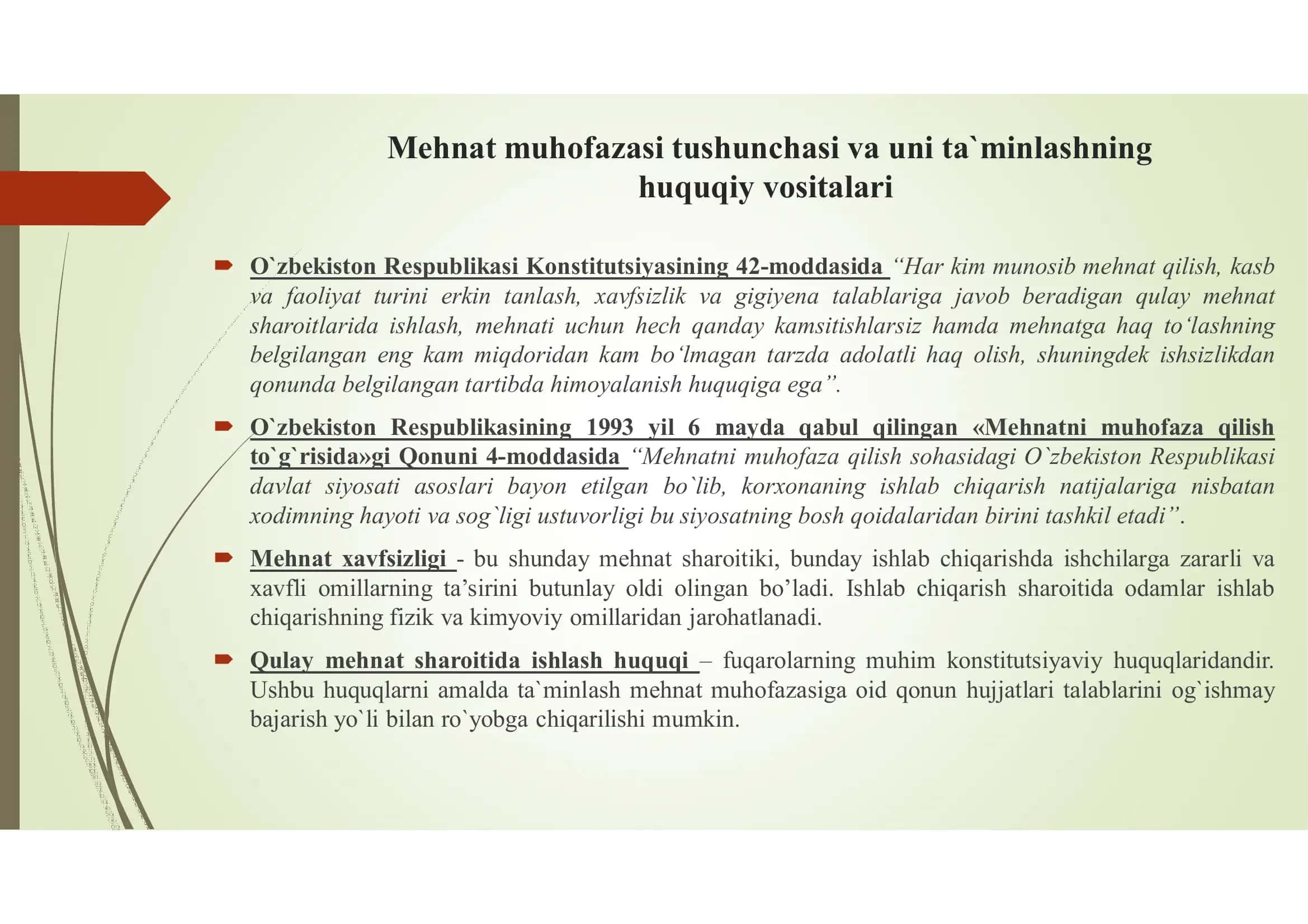 Mehnat muhofazasida mehnat xavfsizligini taminlash 2