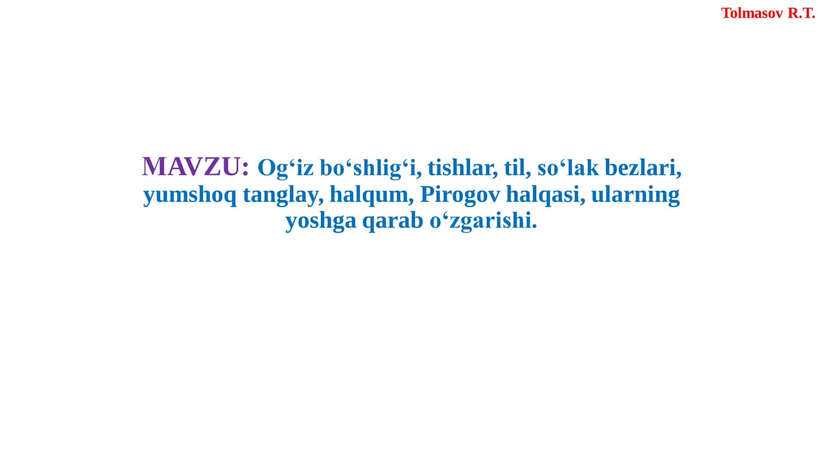 Ichki a'zolar tizimlari 2