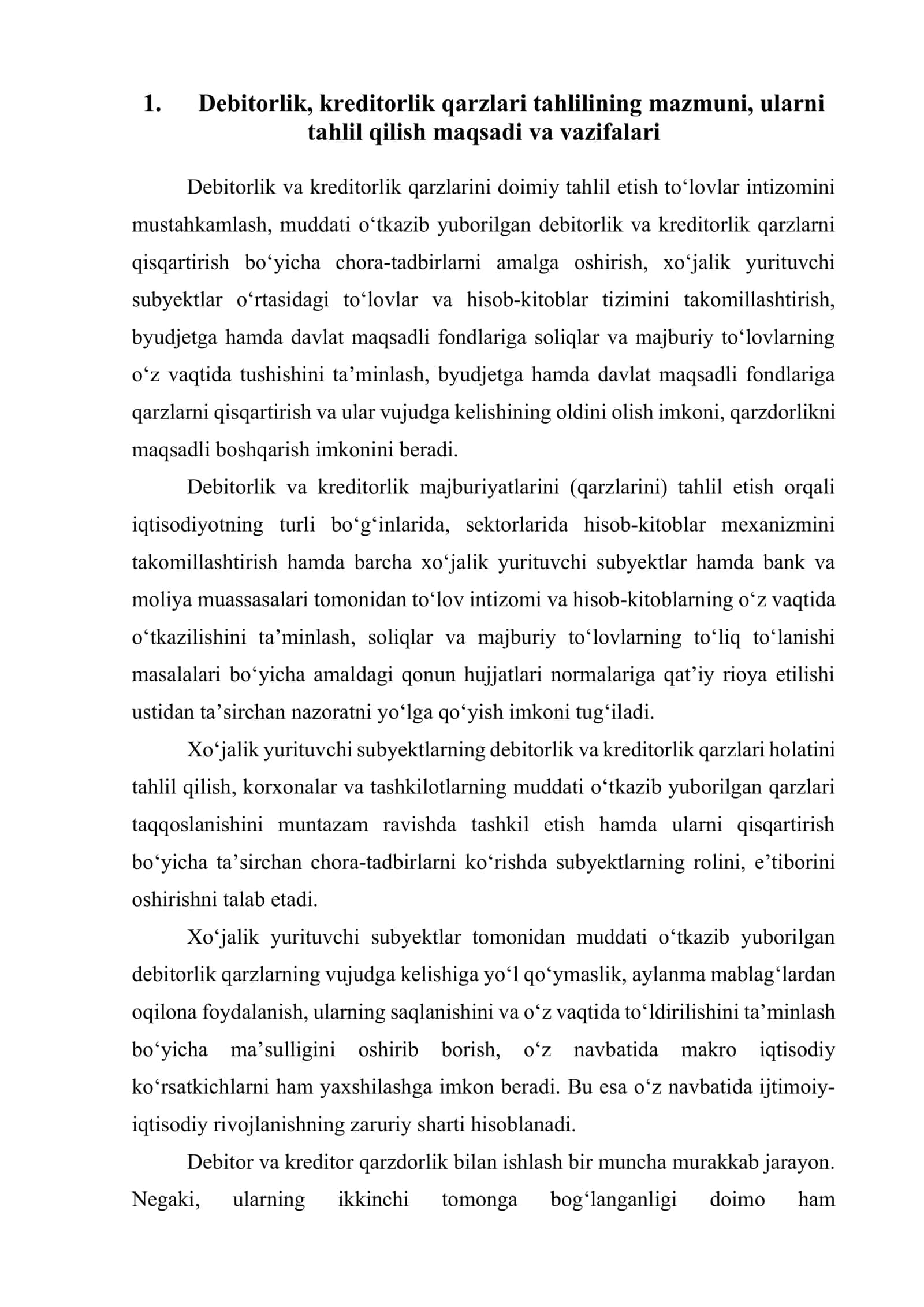 Muddati o’tgan debitorlik va kreditorlik qarzlari taxlili 2