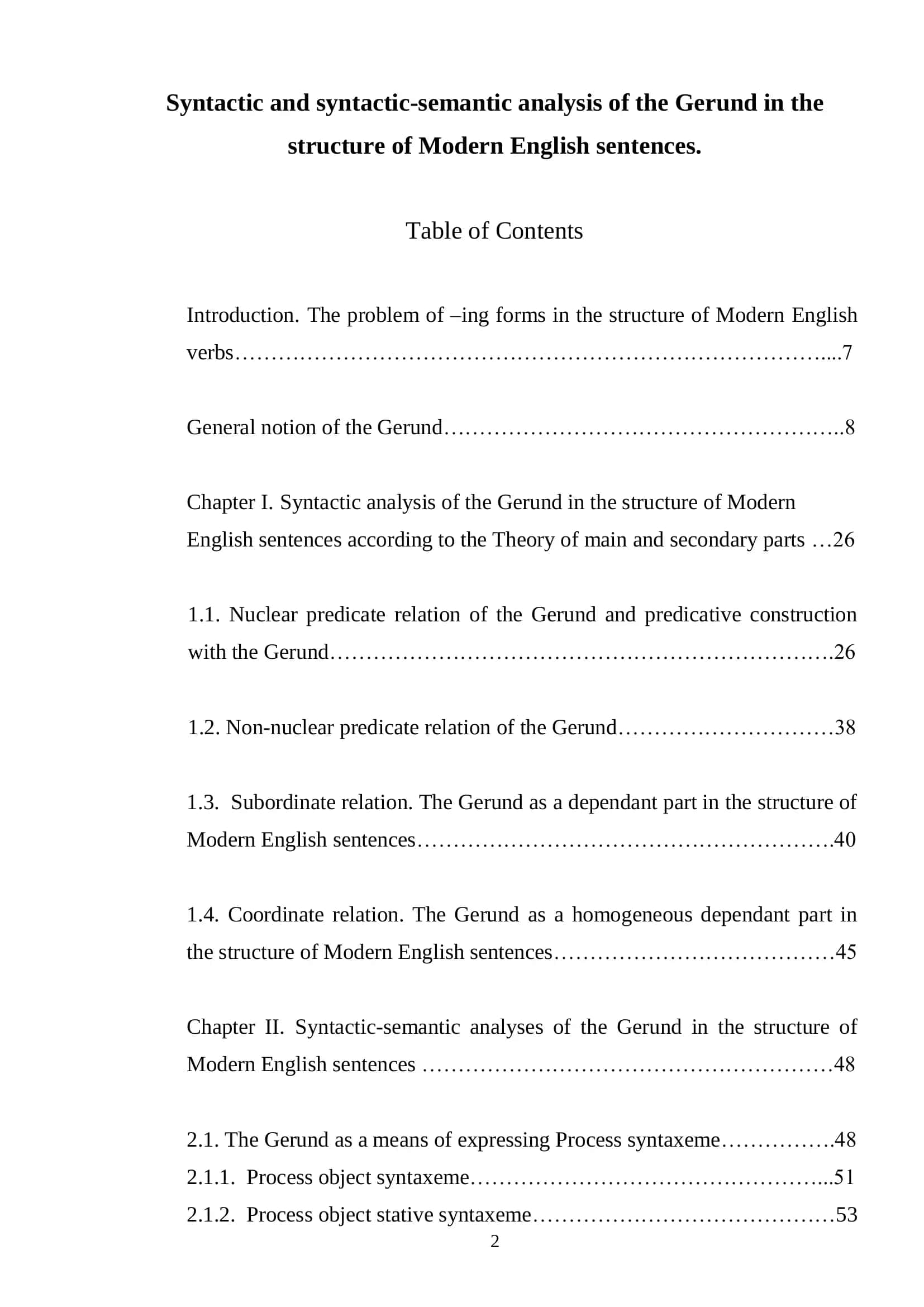 Syntactic and syntactic-semantic analysis of the Gerund in the structure of Modern English sentences 2