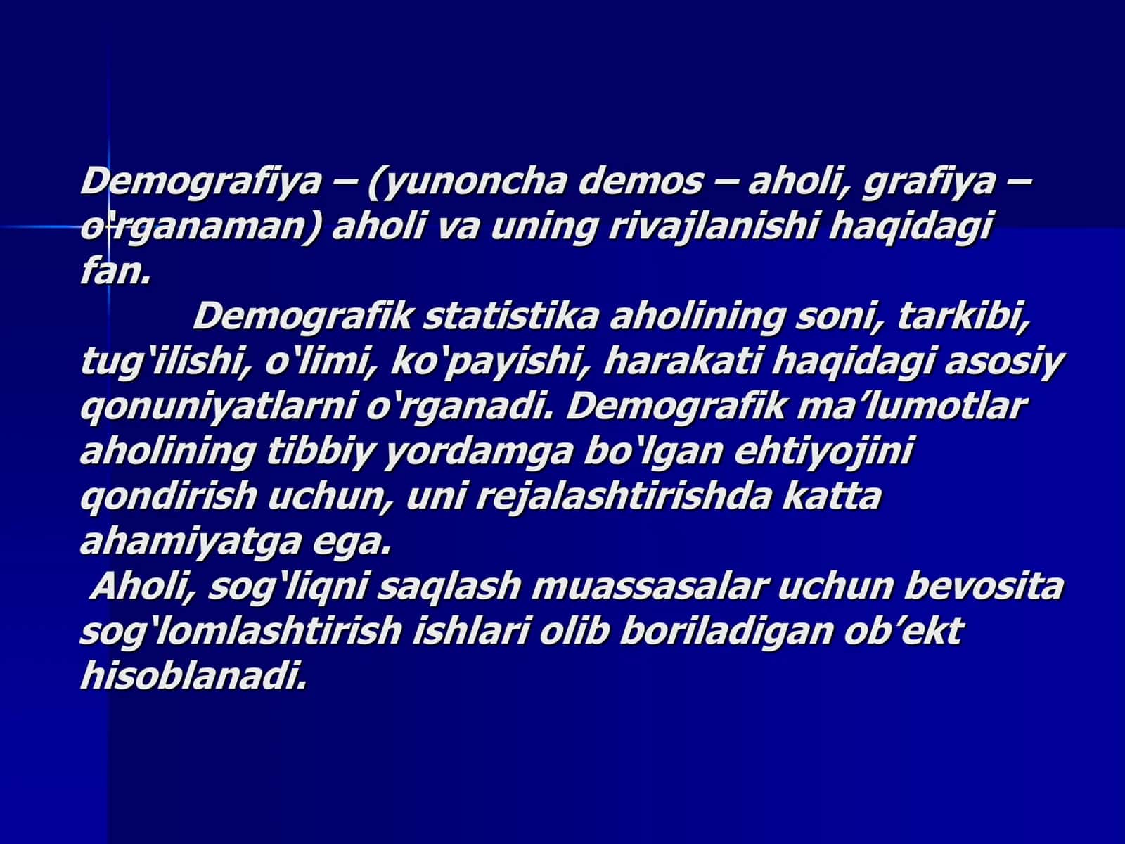 Demografiya va Tibbiyotdagi Axamiyati 2
