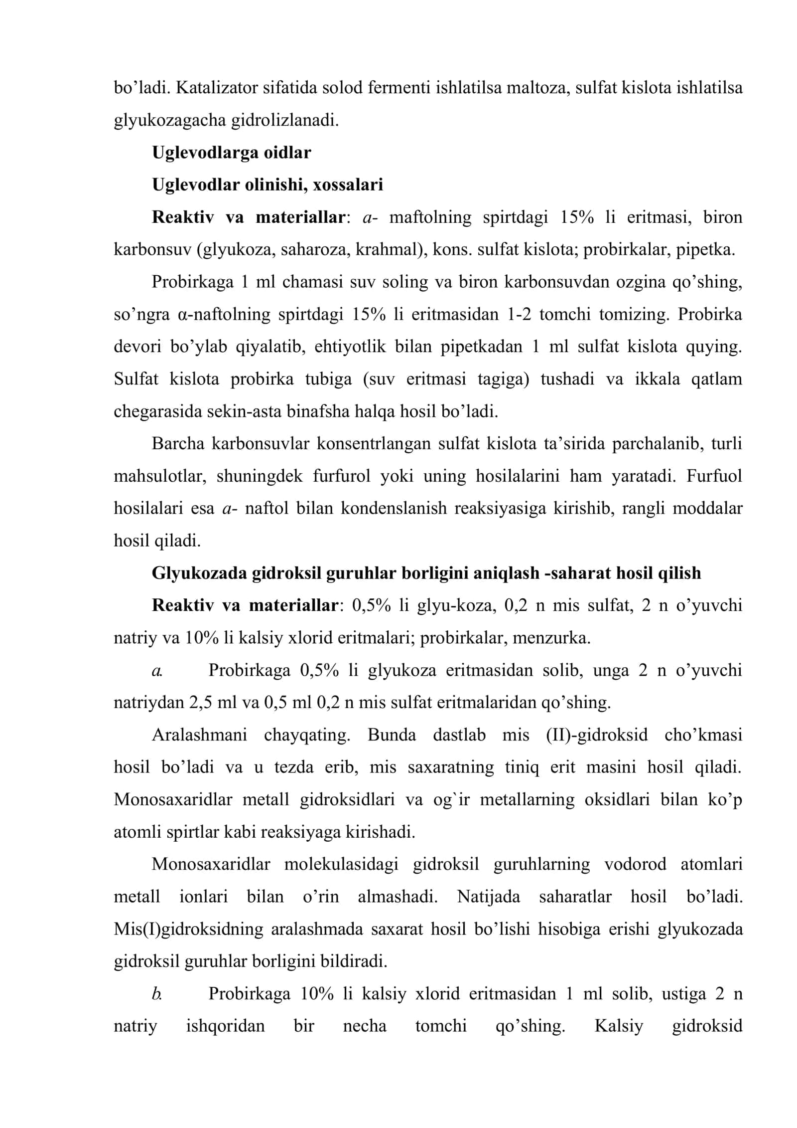 Monosaxaridlar va ularning izomeriyasi. Polisaxaridlar xossalari va ishlatilishi 2