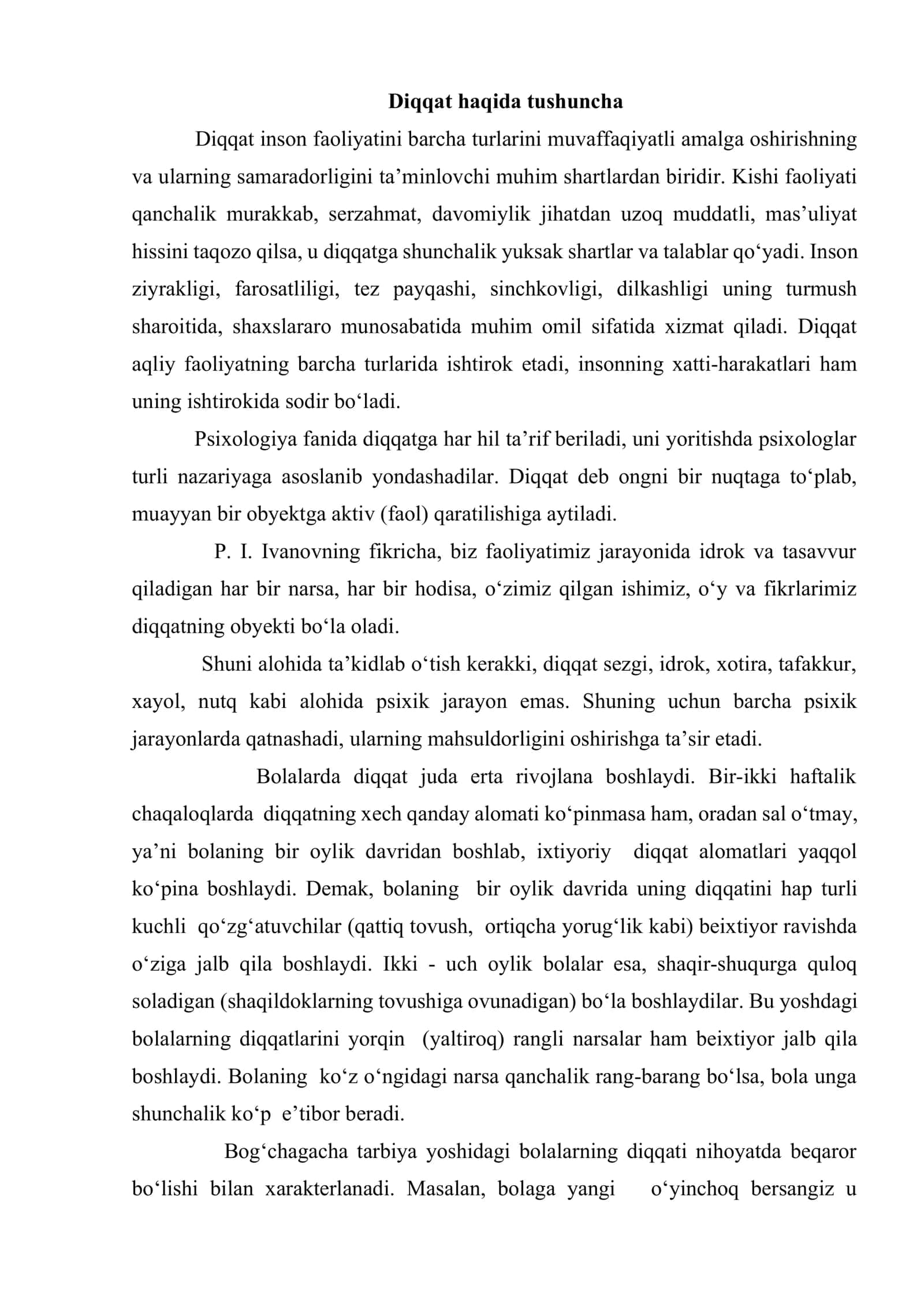 Bolalarda diqqatning rivojlanishi 2