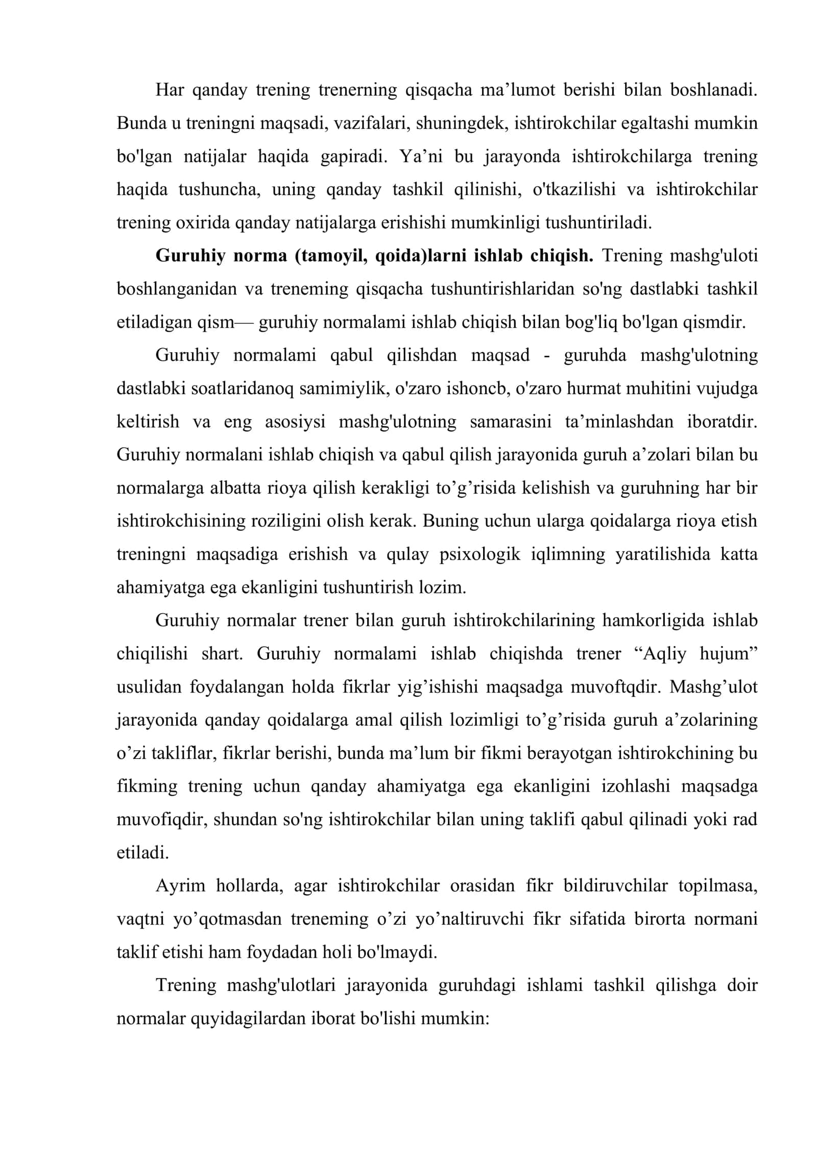 Psixologik treninglarni tashkil qilishning shartlari 2