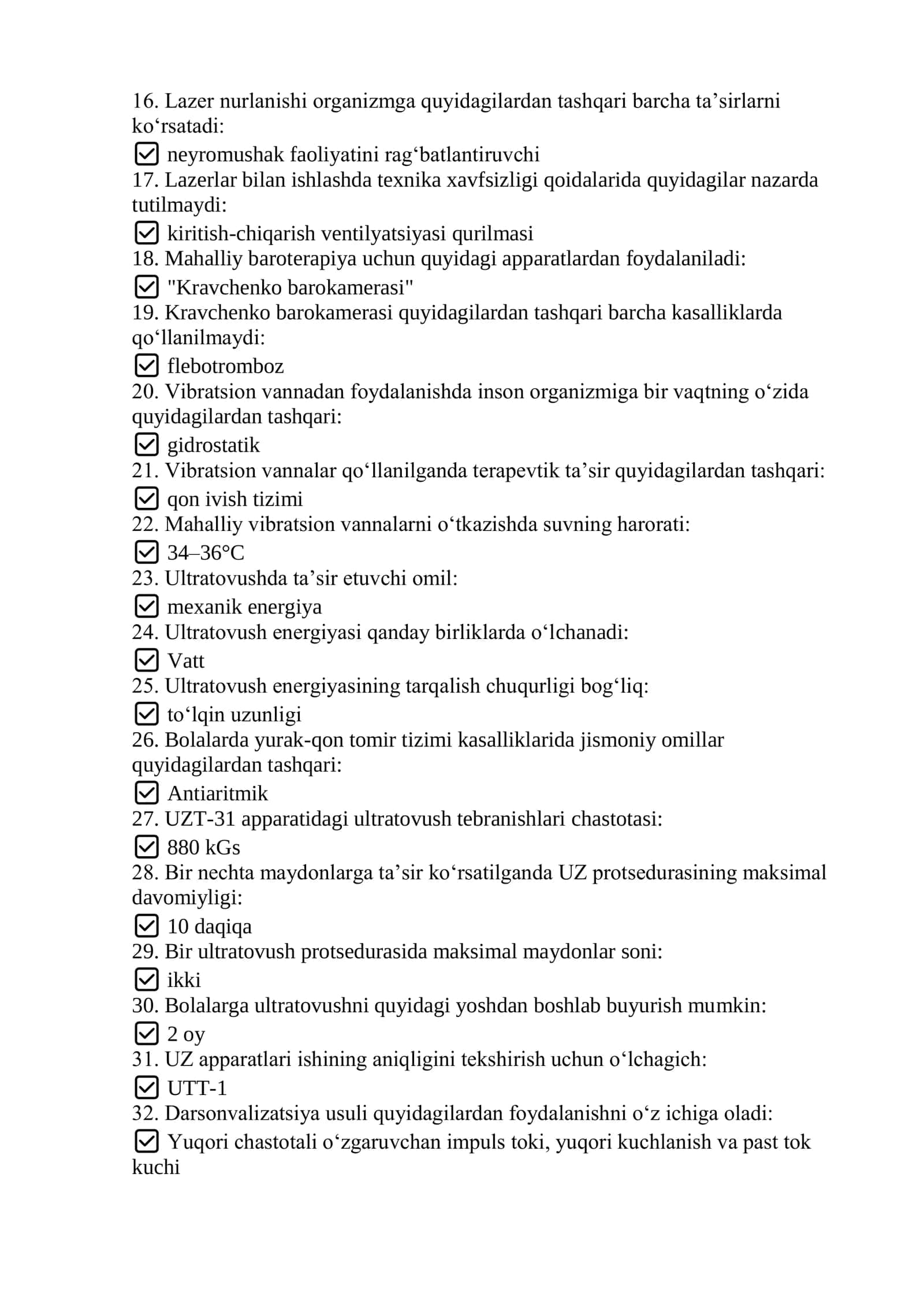 Argos test savollari javoblari bilan. Reabilitalogiya 2