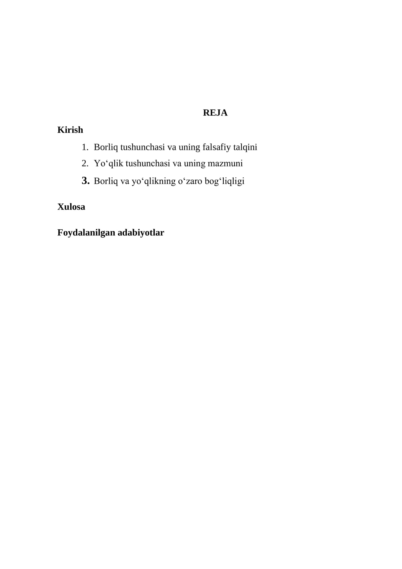 BORLIK VA YO'QLIK DIALEKTIKASI 2