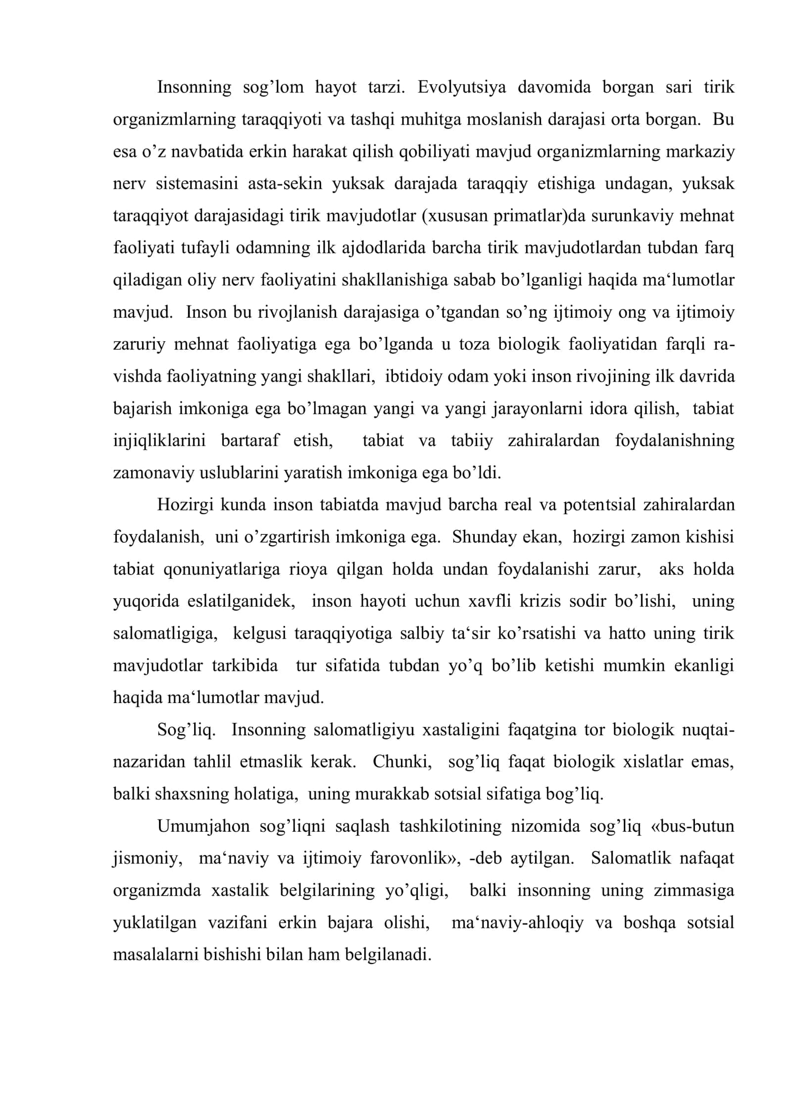 Odam va uning paydo bo’lishi. Irqlar va ularning kelib chiqishi. Inson genetikasi. Sog’lom hayot tarzi 2