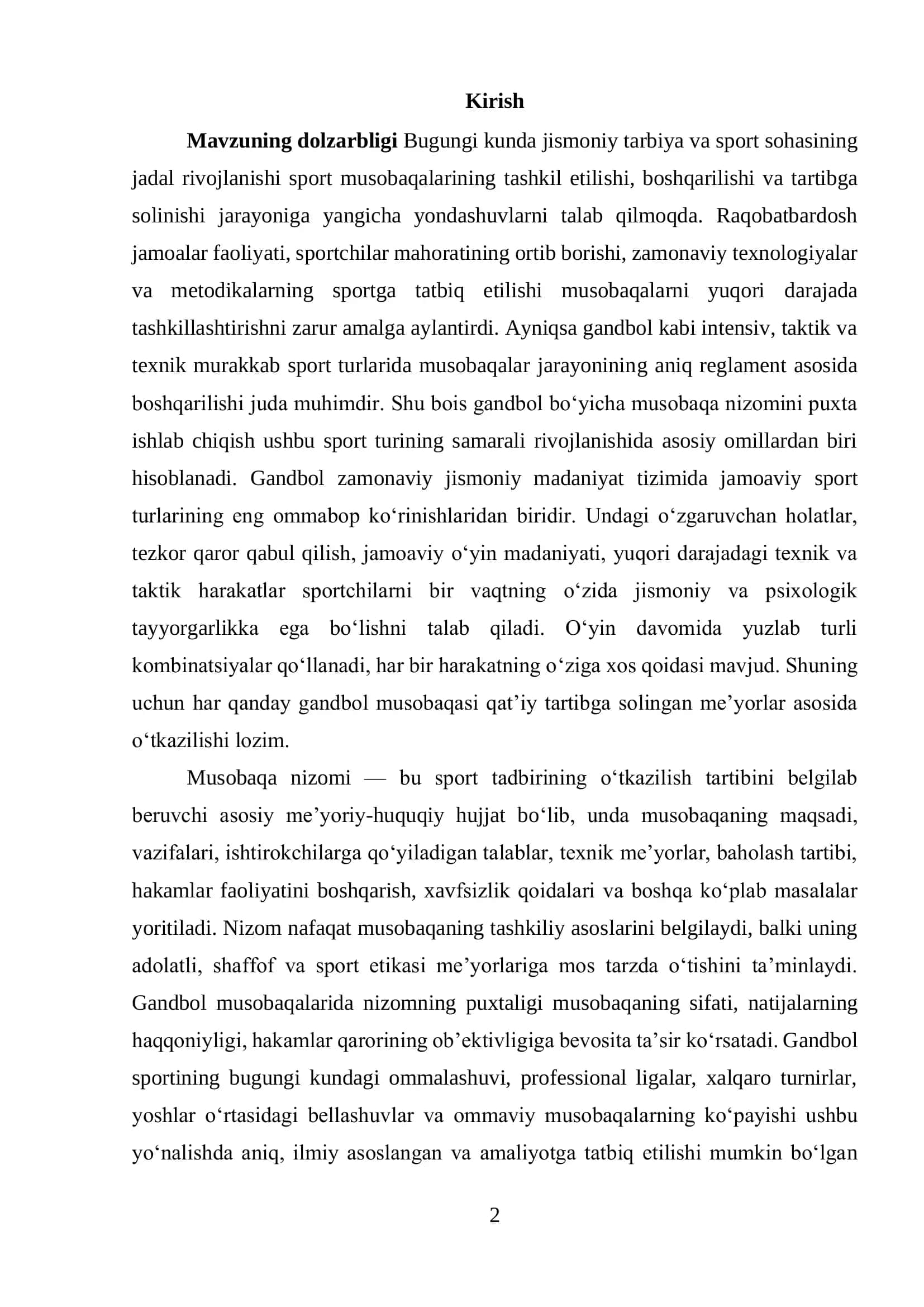 Gandol sportining nazariy asoslari va musobaqa tizimining shakllanishi 2