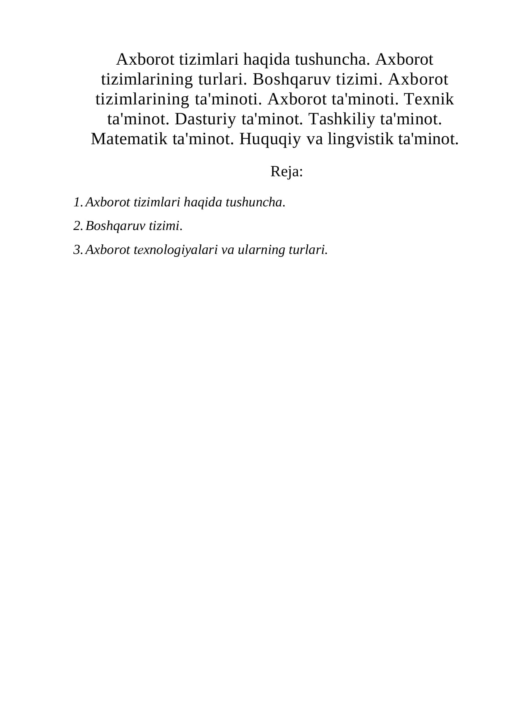 Axborot tizimlari haqida tushuncha 2