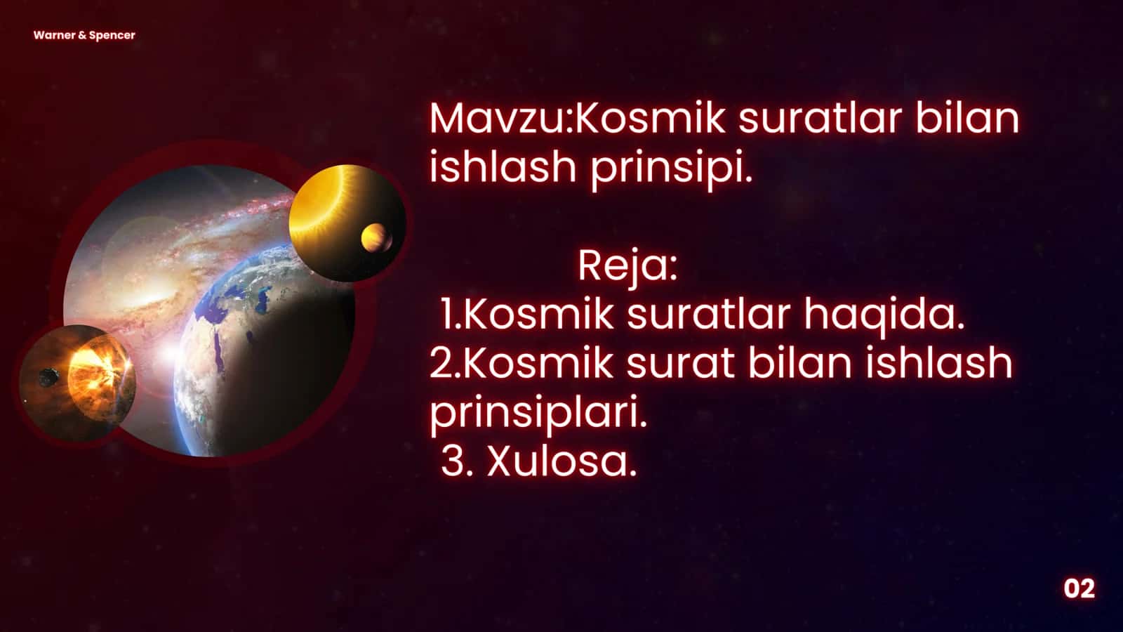 Kosmik suratlar bilan ishlash prinsipi. 2