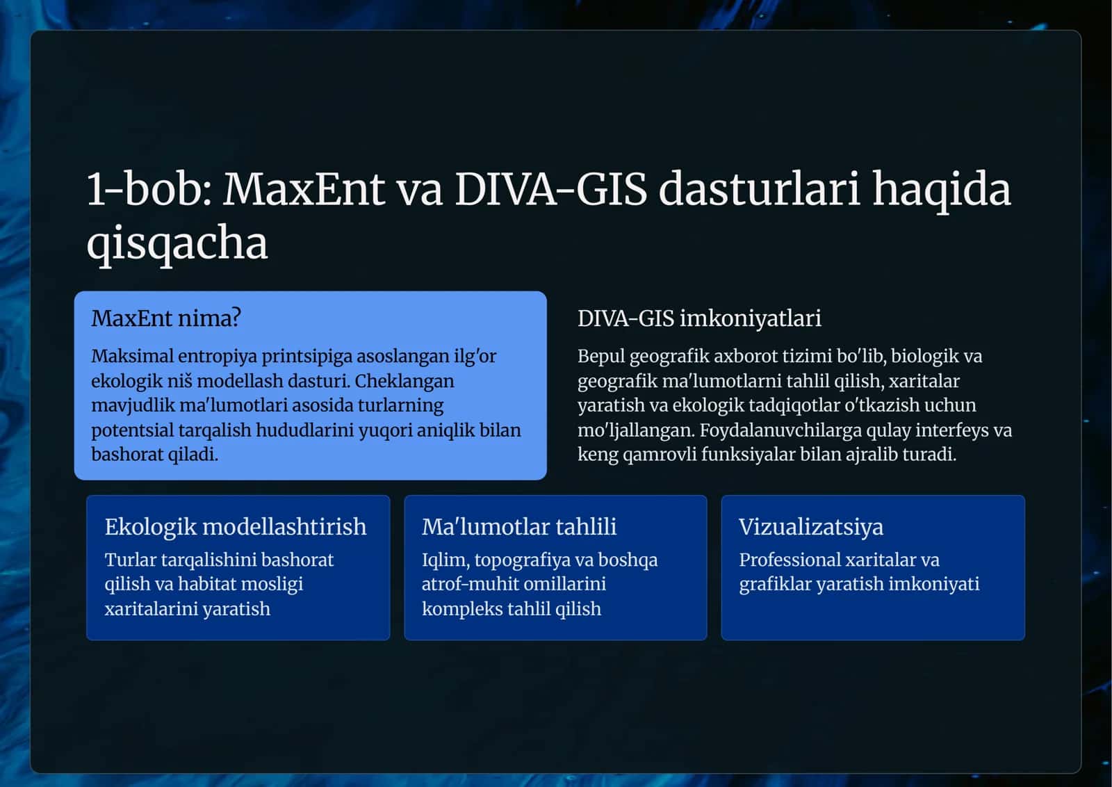 MaxEnt ning• Diva-GIS• dasturida olingan natijalarni vizualizatsiyalash va tahrirlash 2