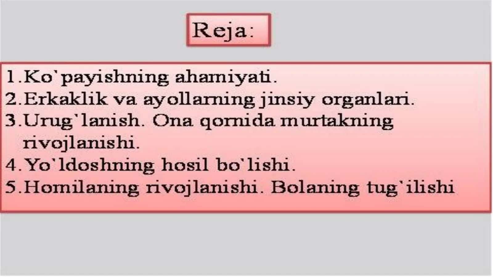 8-Sinf Biologiya: “Ko‘payish organlari va Ko‘payishning Ahamiyati” Taqdimot 2