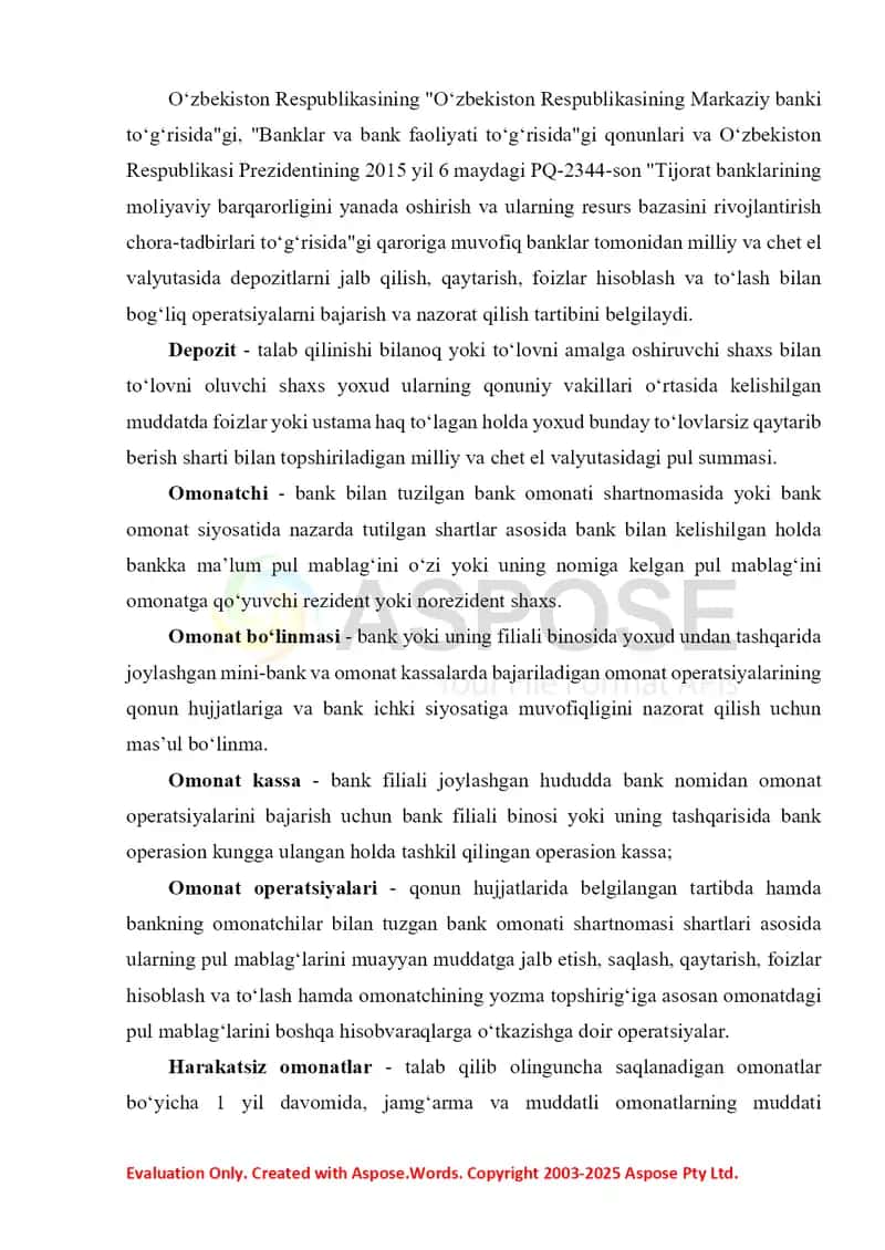 Banklarda depozit operatsiyalari hisobi 2