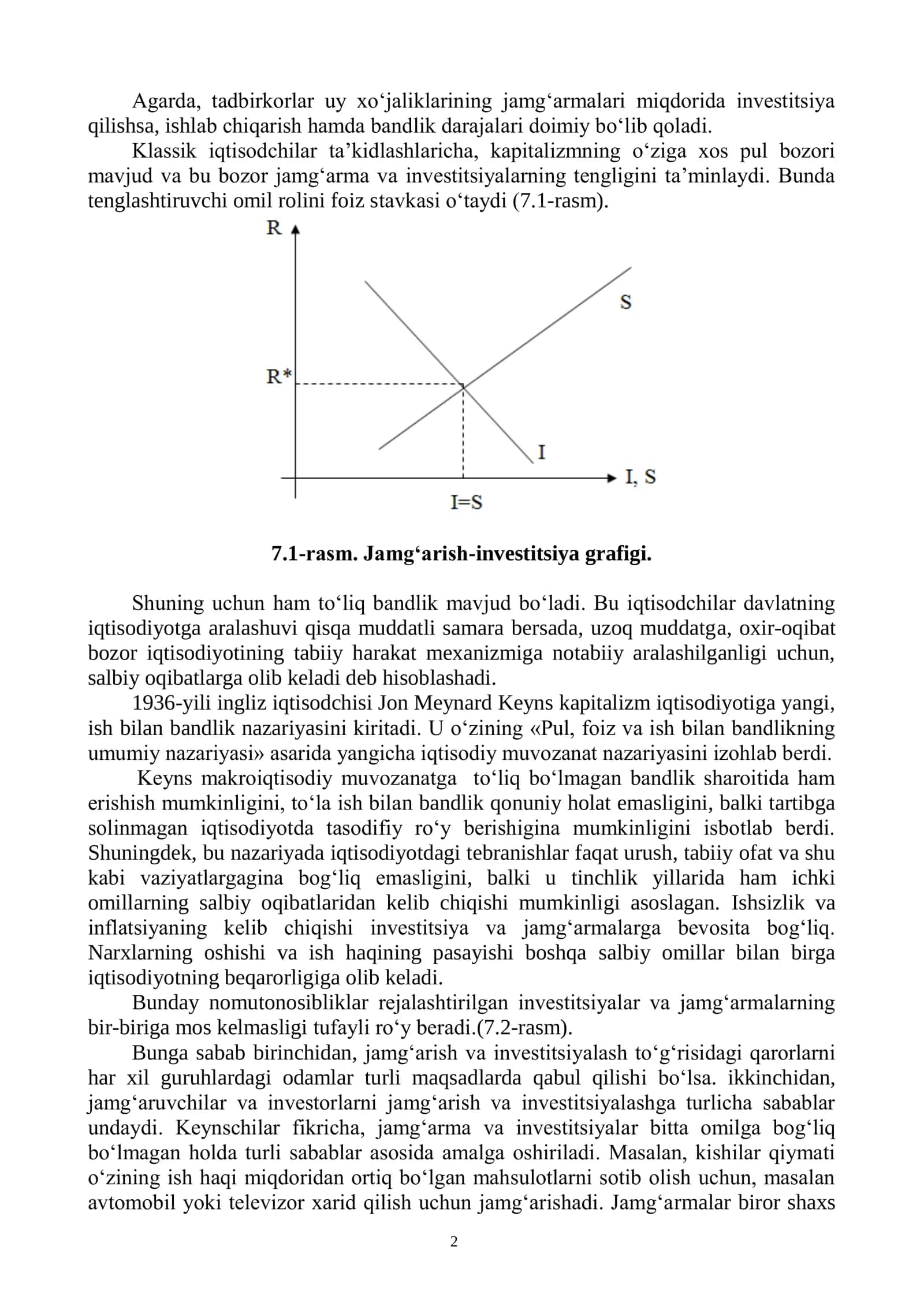 KEYNSNING TOVARLAR VA XIZMATLAR BOZORIDA MAKROIKTISODIY MUVOZANAT MODELI 2