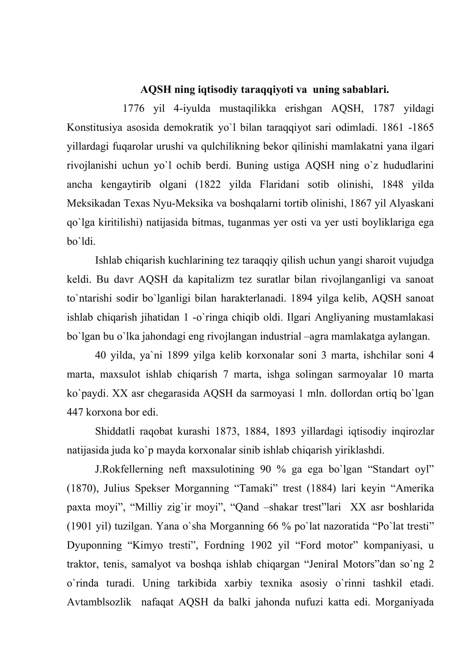 XIX asr oxiri XX asr boshlarida AQSH 2