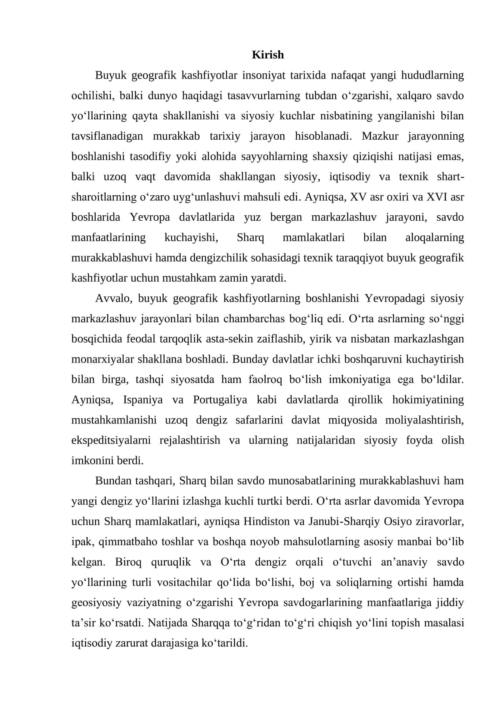 BUYUK GEOGRAFIK KASHFIYOTLARNING BOSHLANISHI SIYOSIY VA TEXNIK SHART-SHAROITLARI 2